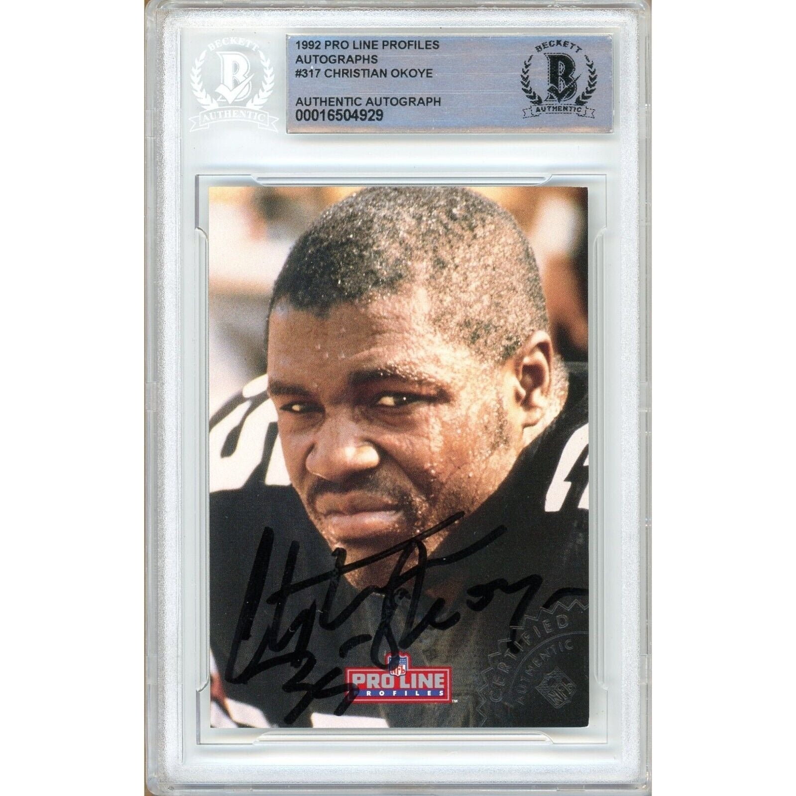 1992 Christian Okoye KC Chiefs Autographed Trading Card – Beckett BAS