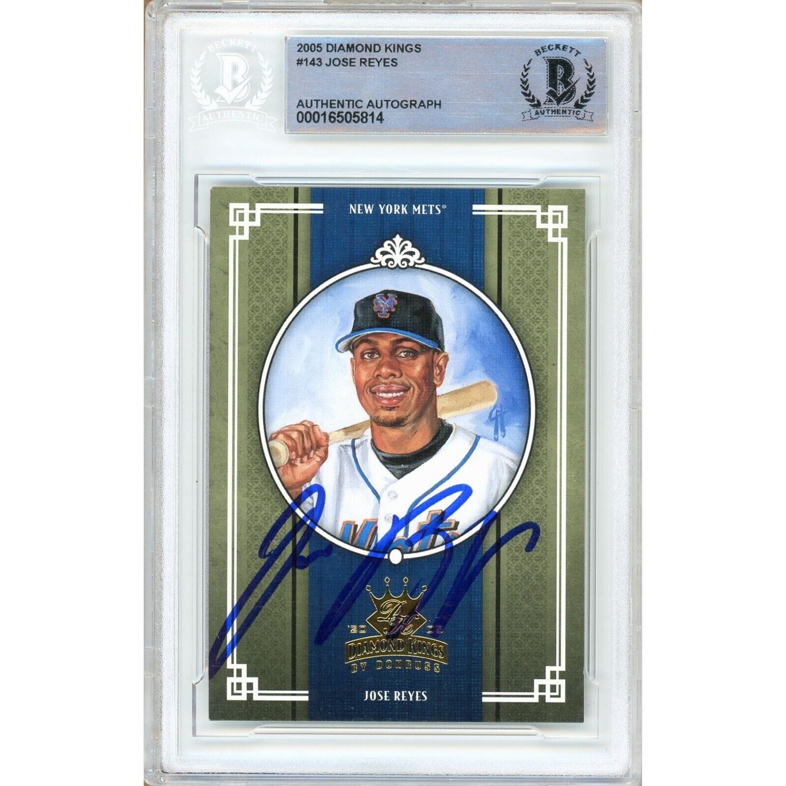 2005 Donruss #143 Jose Reyes New New York Mets Autographed Trading Card Autographed Trading Card – Beckett BAS