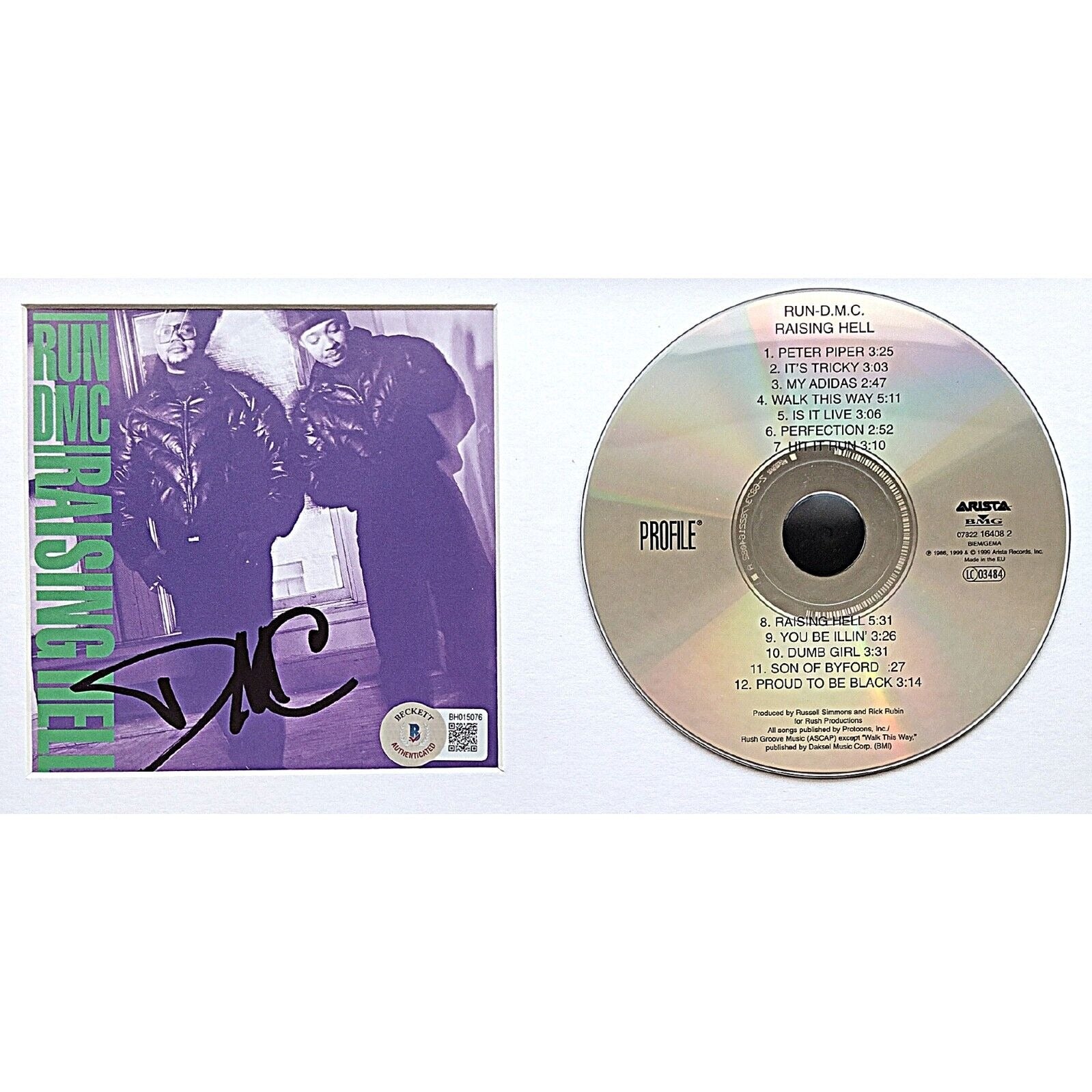 Run DMC auto cd – authentication sticker – Beckett COA
