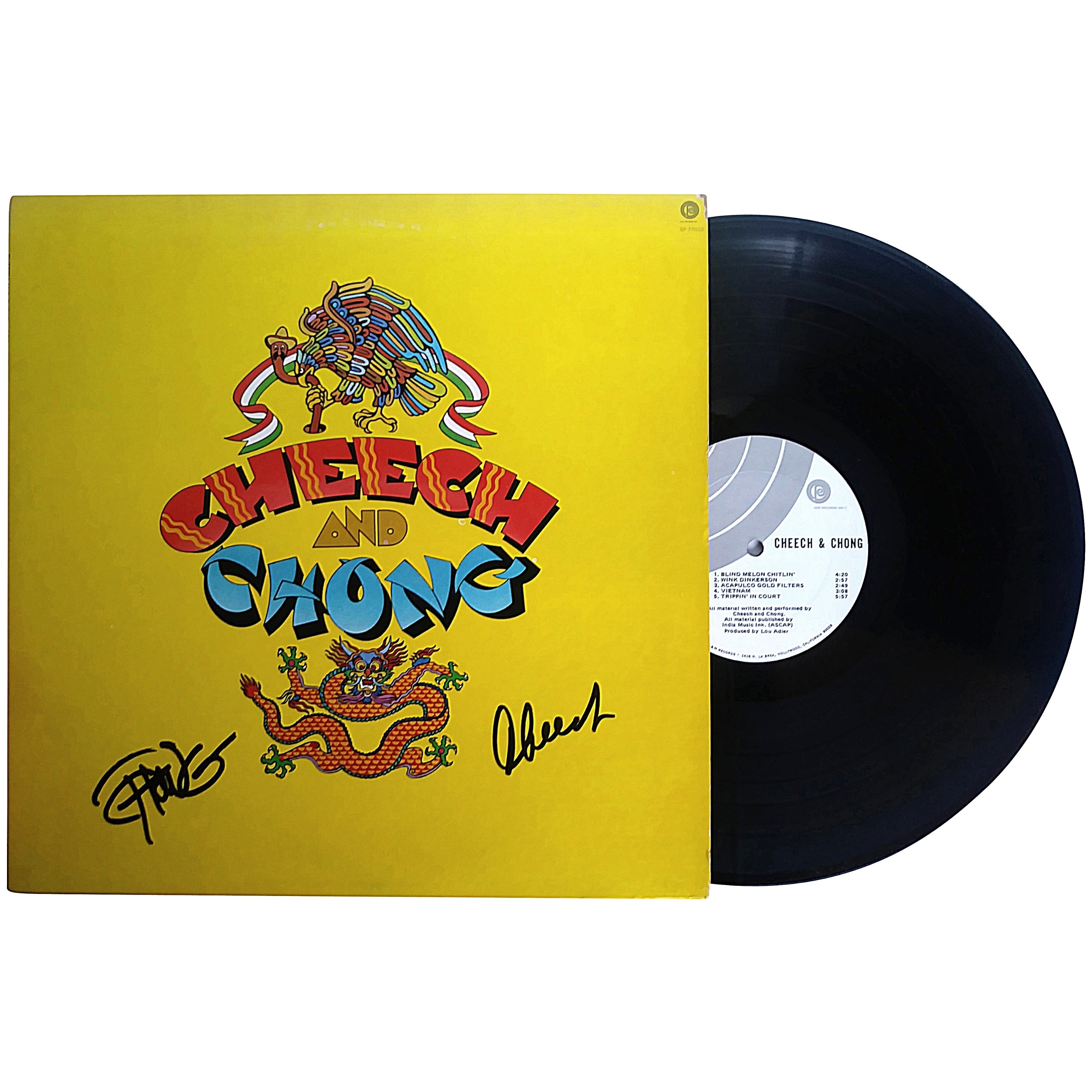 Cheech Chong Autographed Vinyl Photo Beckett BAS