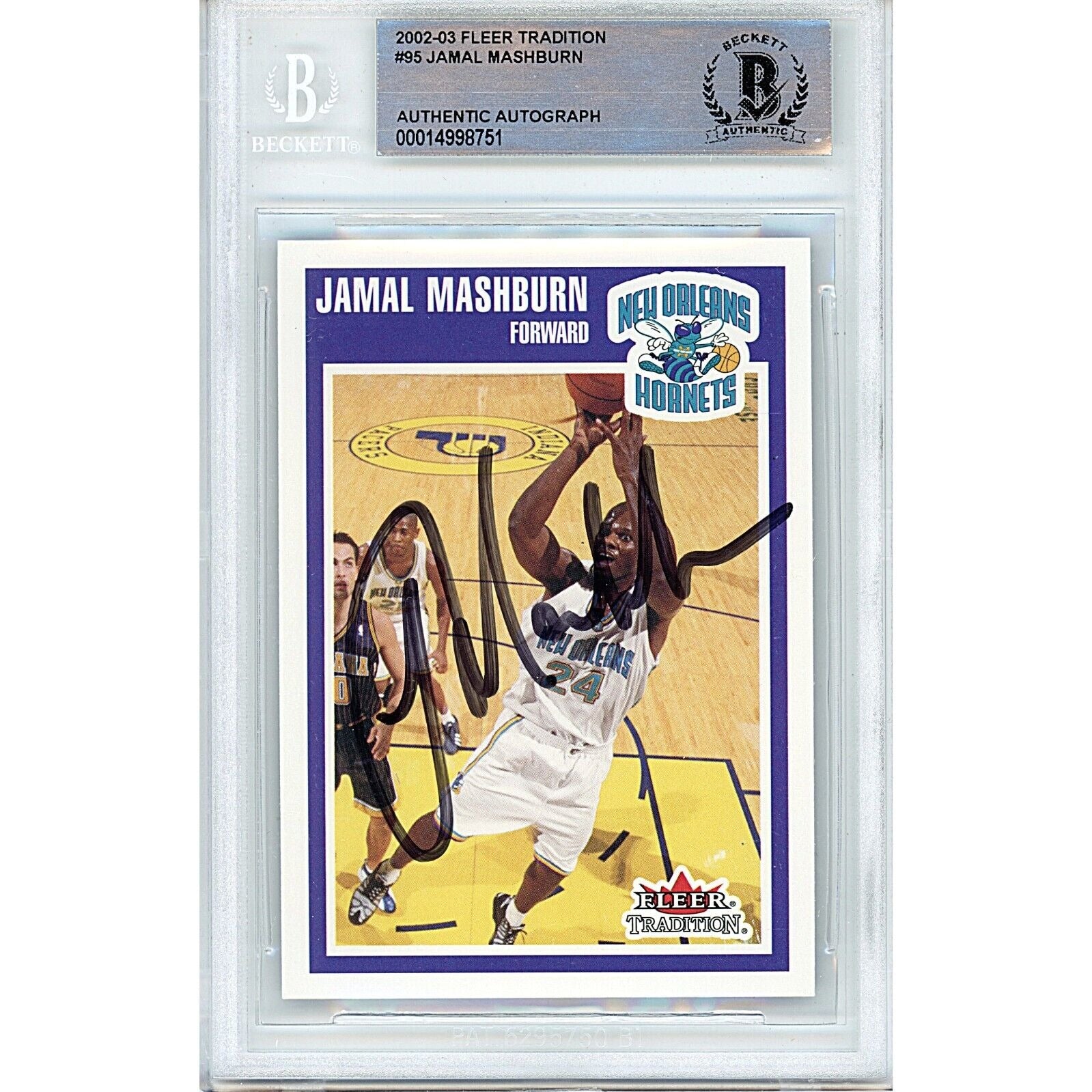 2002 Fleer #00014998751 Jamal Mashburn Charlotte Hornets Autographed Trading Card – Beckett BAS