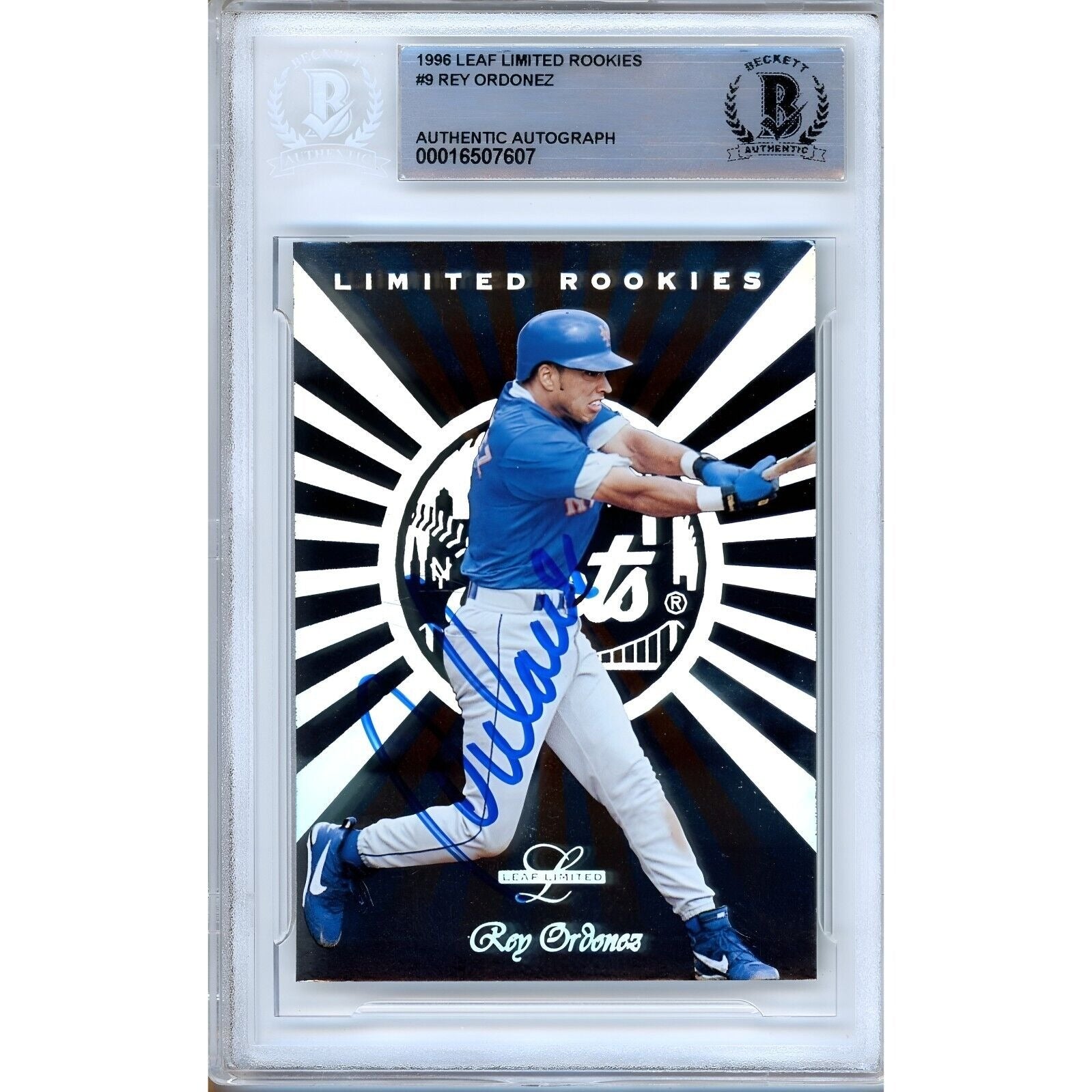 Rey Ordonez New York Mets autographed trading card – full view – Beckett COA