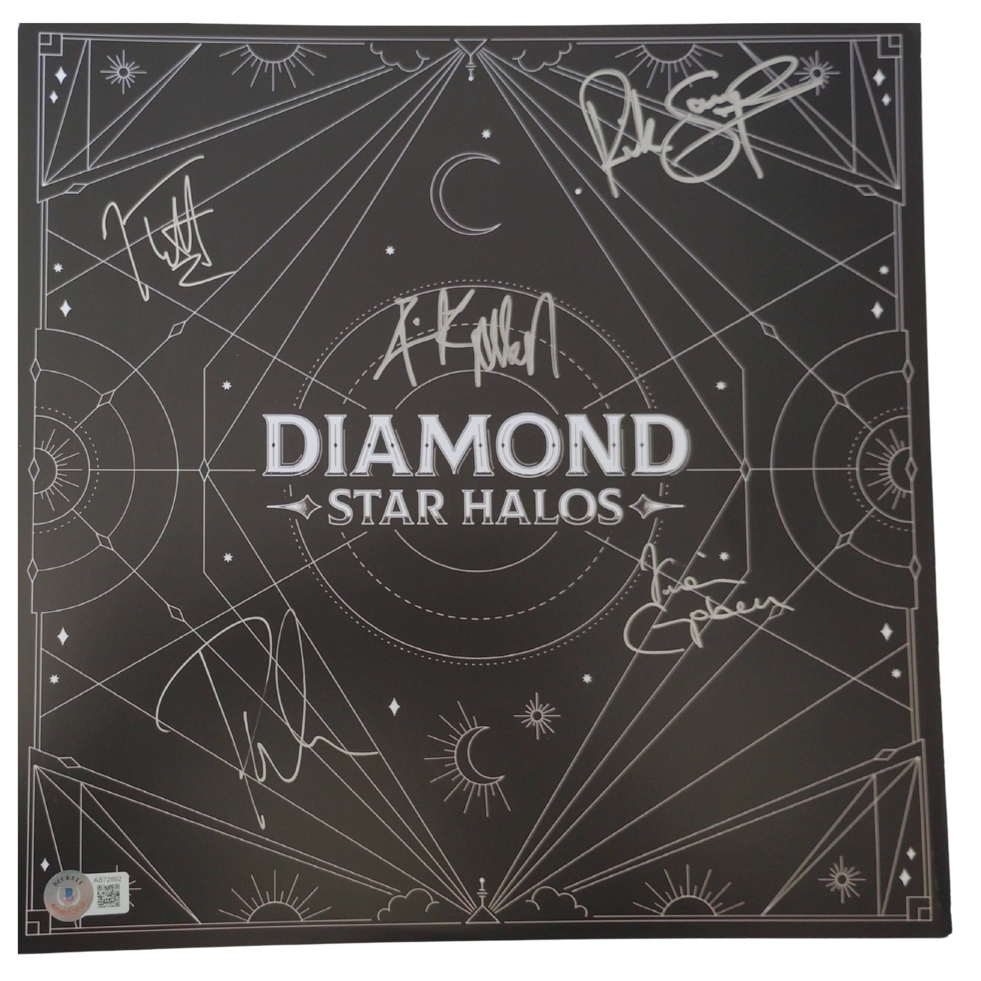 Def Leppard Band Autographed Diamond Auto Vinyl Beckett BAS