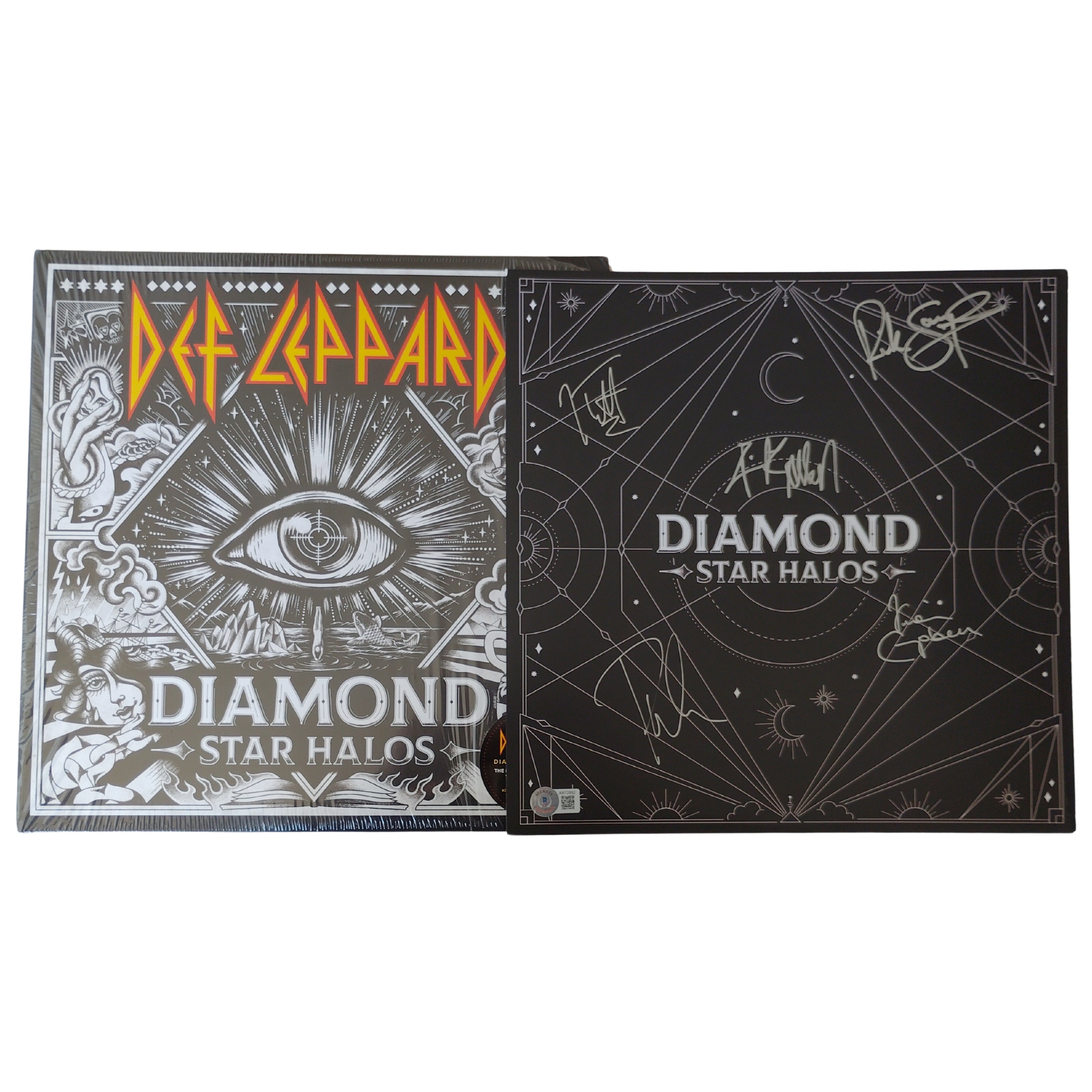 Def Leppard Band Autographed Diamond Autograph Vinyl Beckett BAS