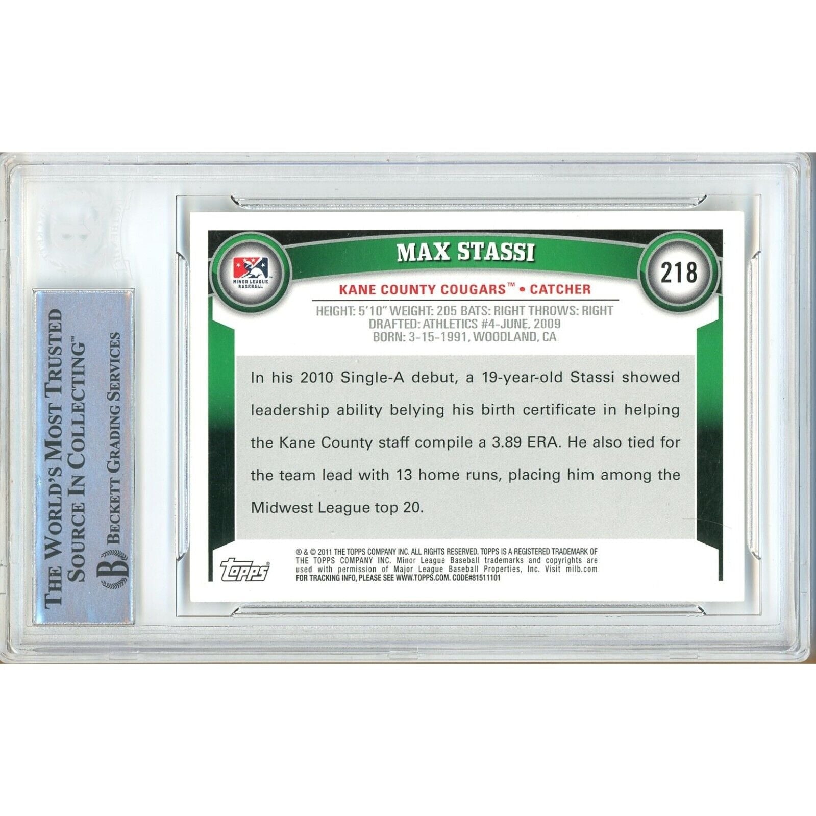 Max Stassi Houston Astros signed trading card – signature close-up – Beckett COA