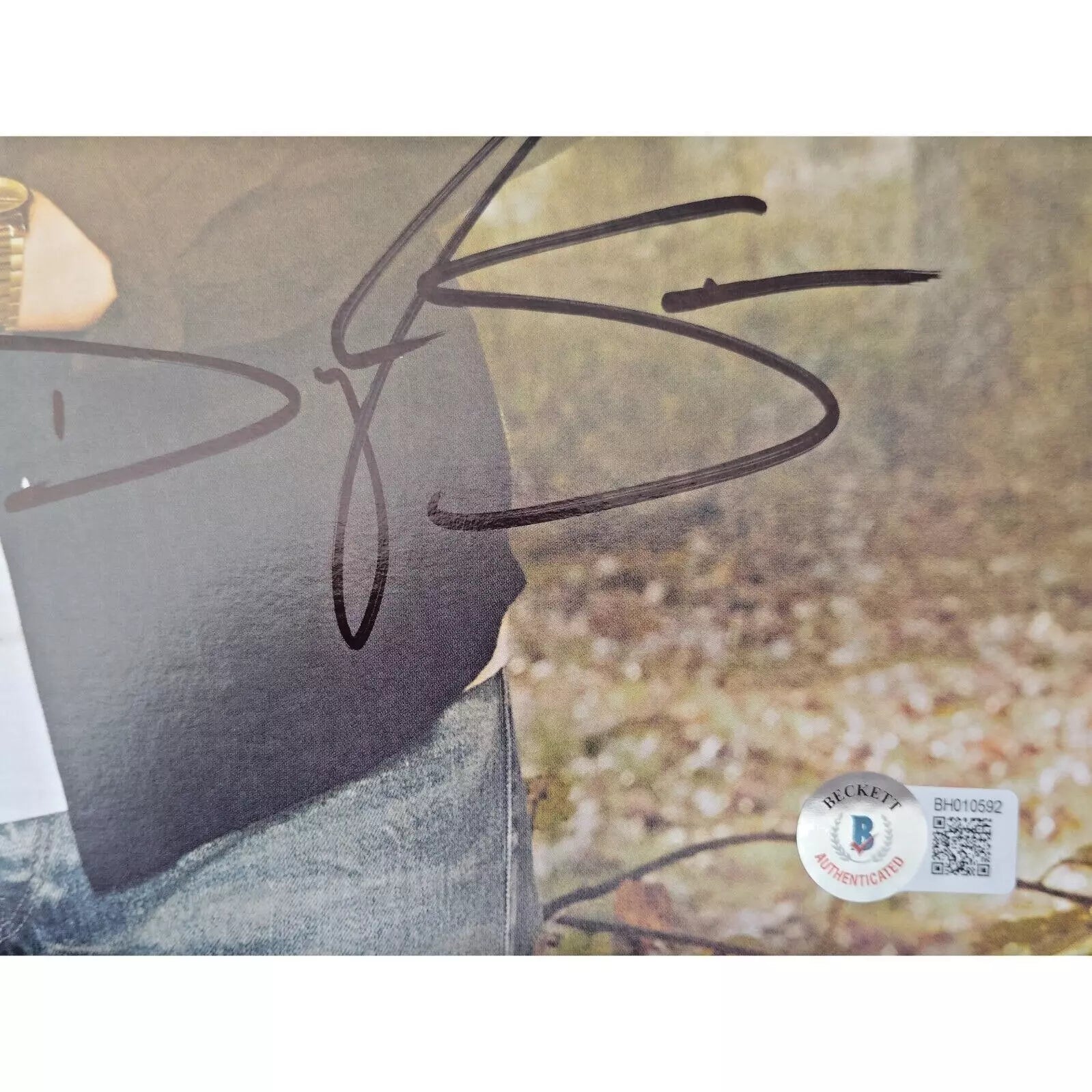 Dylan Scott microphone autograph – angled display – Beckett COA