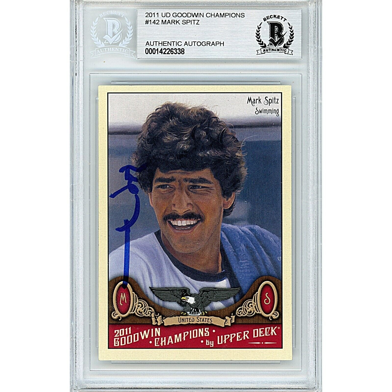 Mark Spitz autographed trading card – full view – Beckett COA