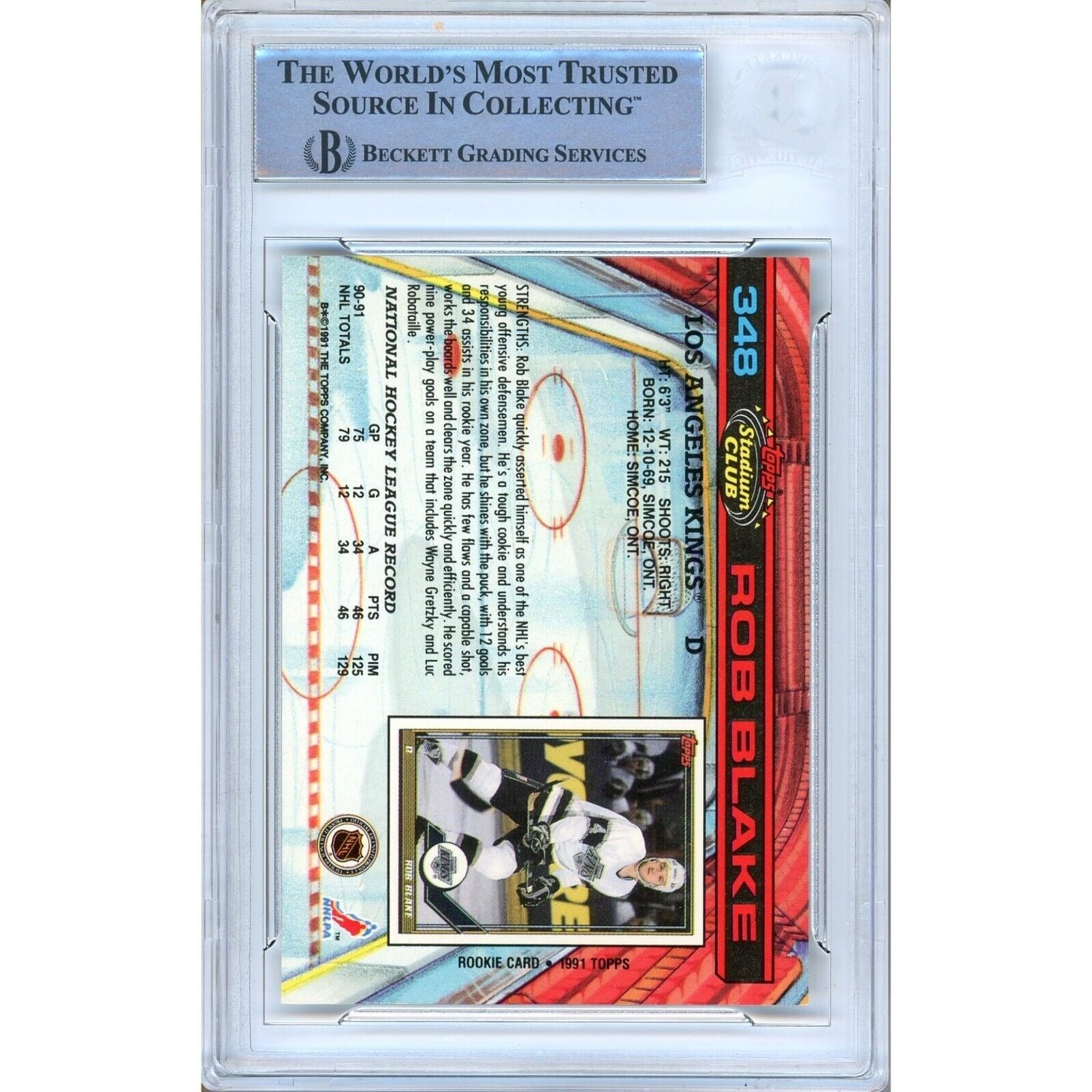 Rob Blake Los Angeles Kings auto trading card – authentication sticker – Beckett COA