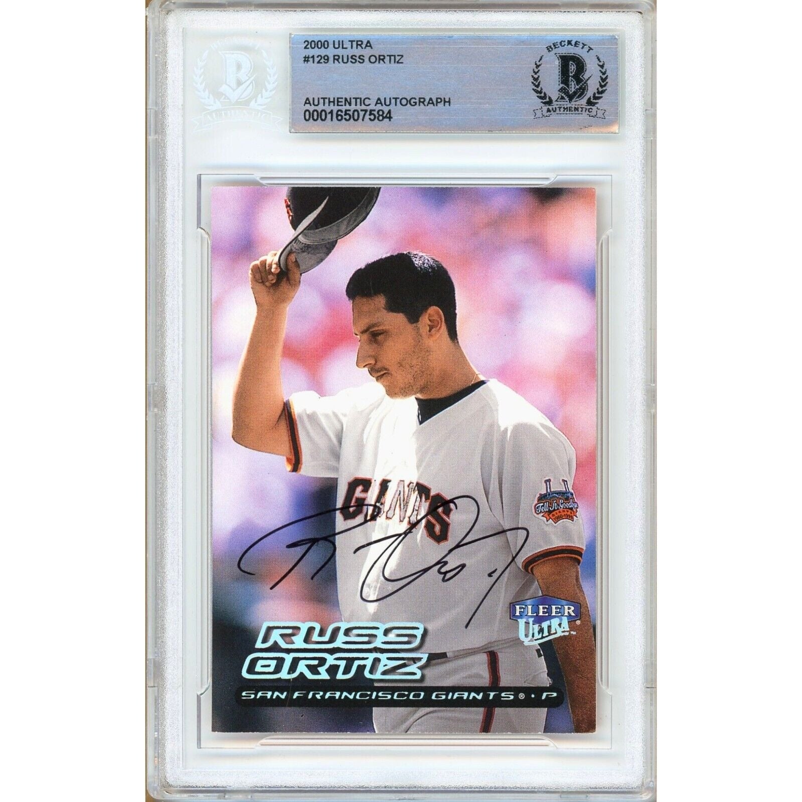 Russ Ortiz San Francisco Giants autographed trading card – full view – Beckett COA