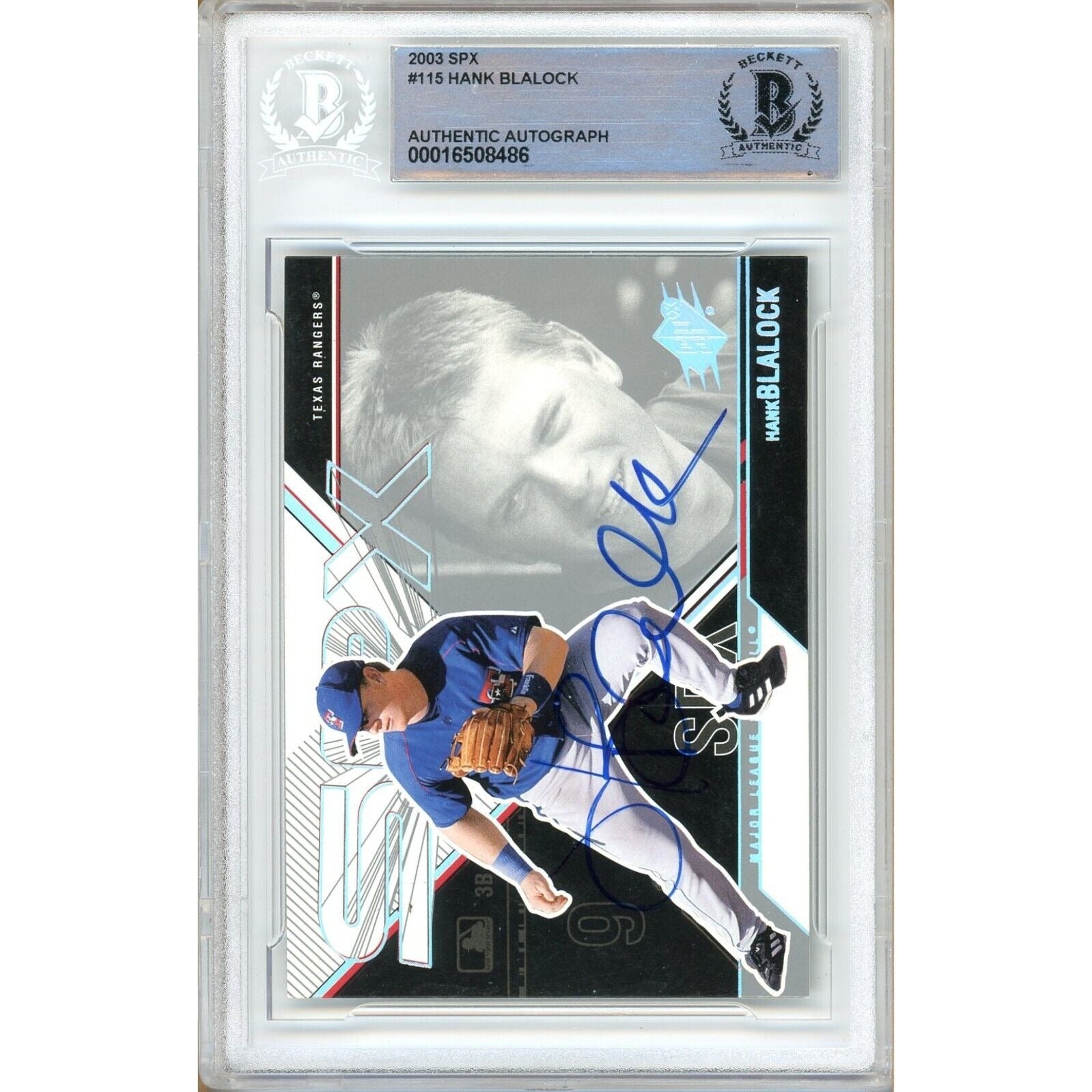 Hank Blalock Texas Rangers signed trading card – signature close-up – Beckett COA