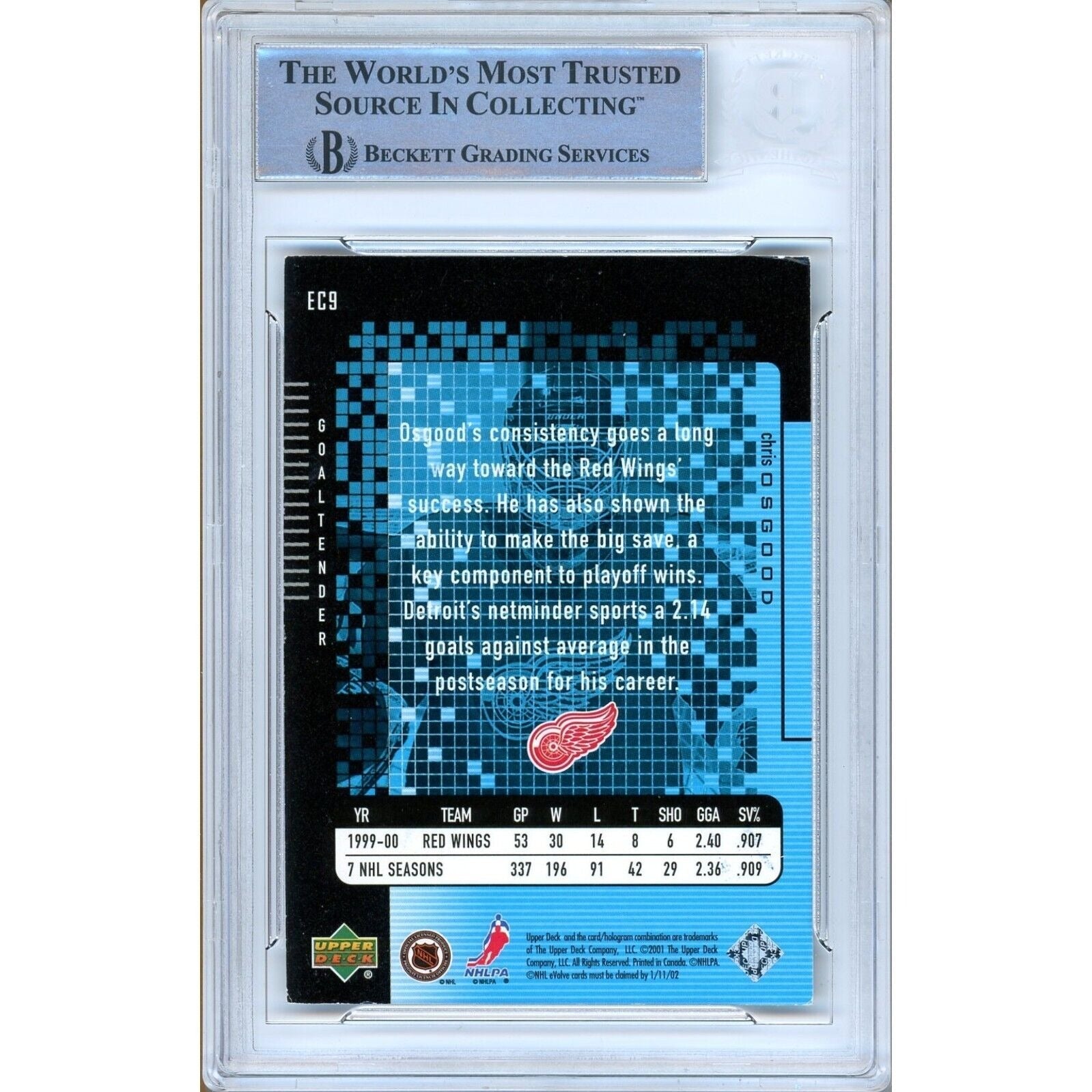 Chris Osgood Upper Deck Signed Trading Card Beckett BAS