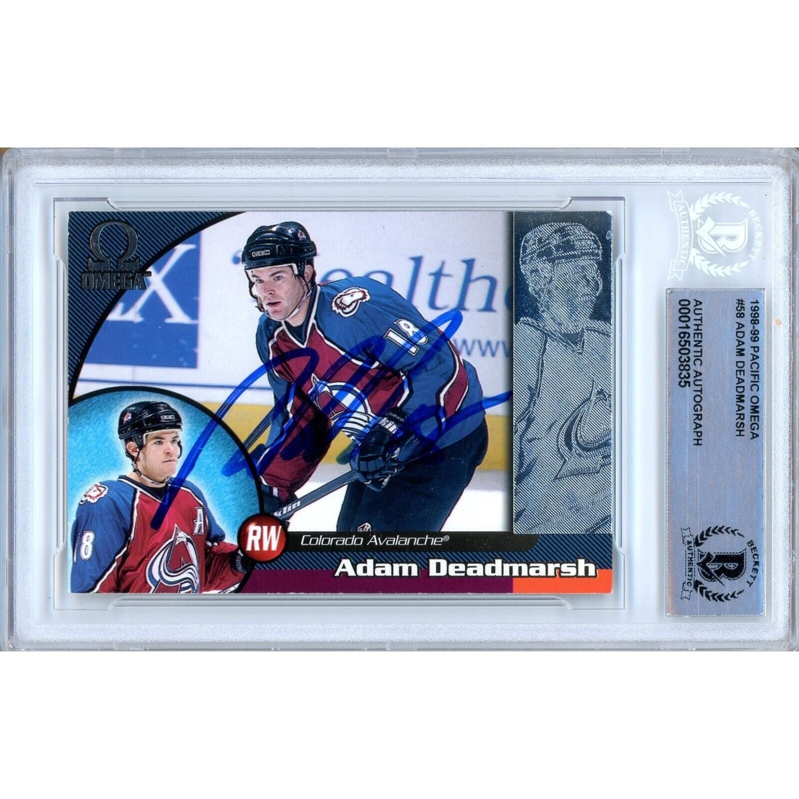 1998 #58 Adam Deadmarsh Colorado Avalanche Autographed Trading Card – Beckett BAS