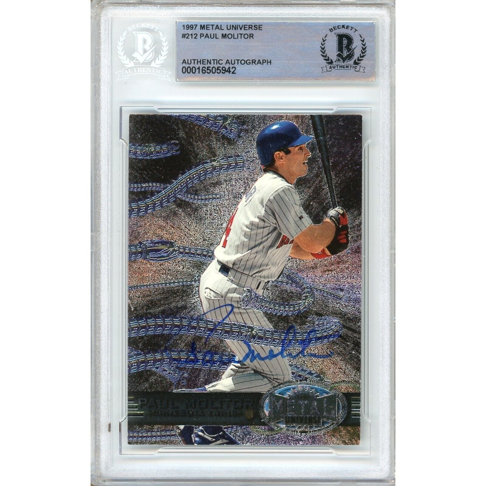 Paul Molitor Minnesota Twins autographed trading card – full view – Beckett COA