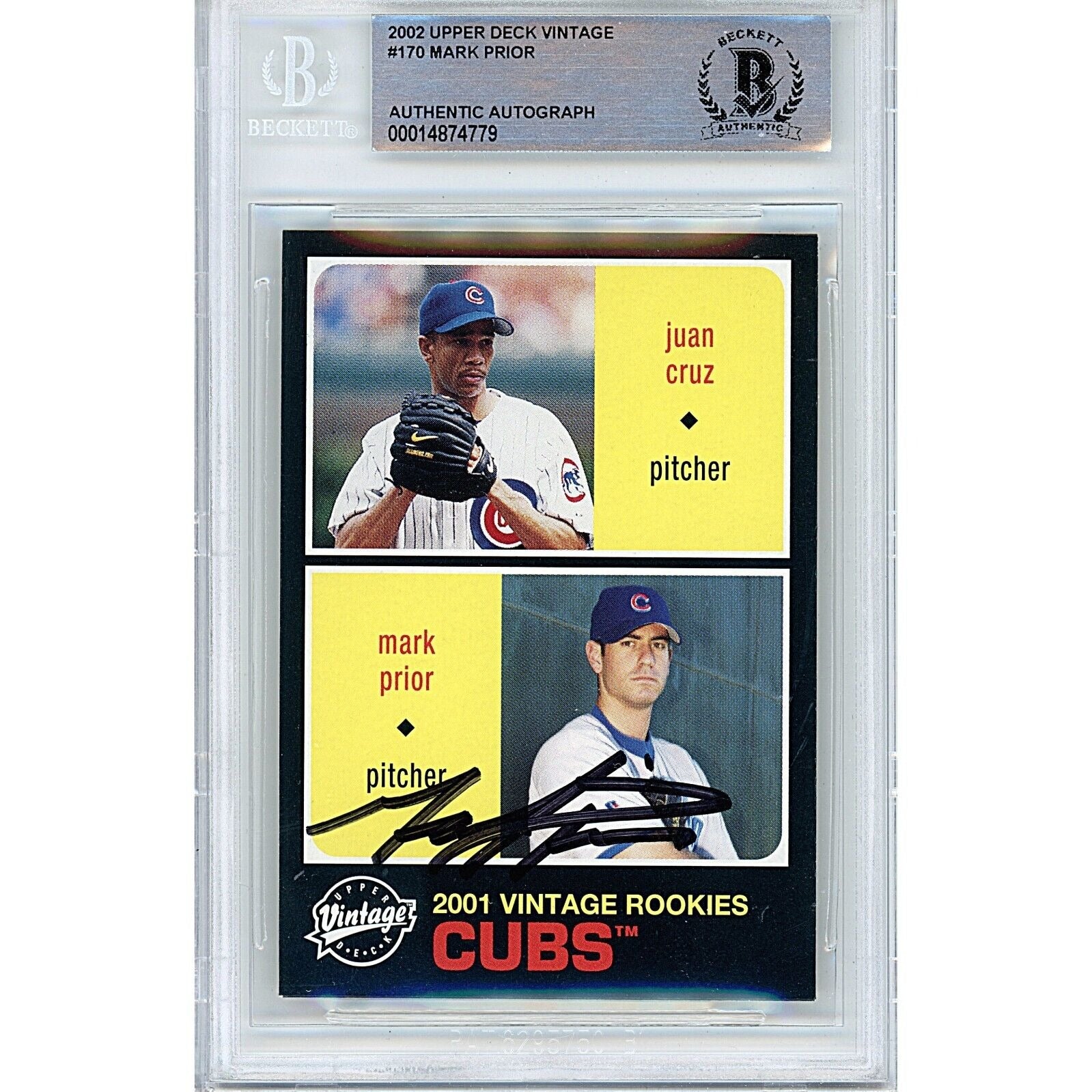Mark Prior Chicago Cubs autographed trading card – full view – Beckett COA