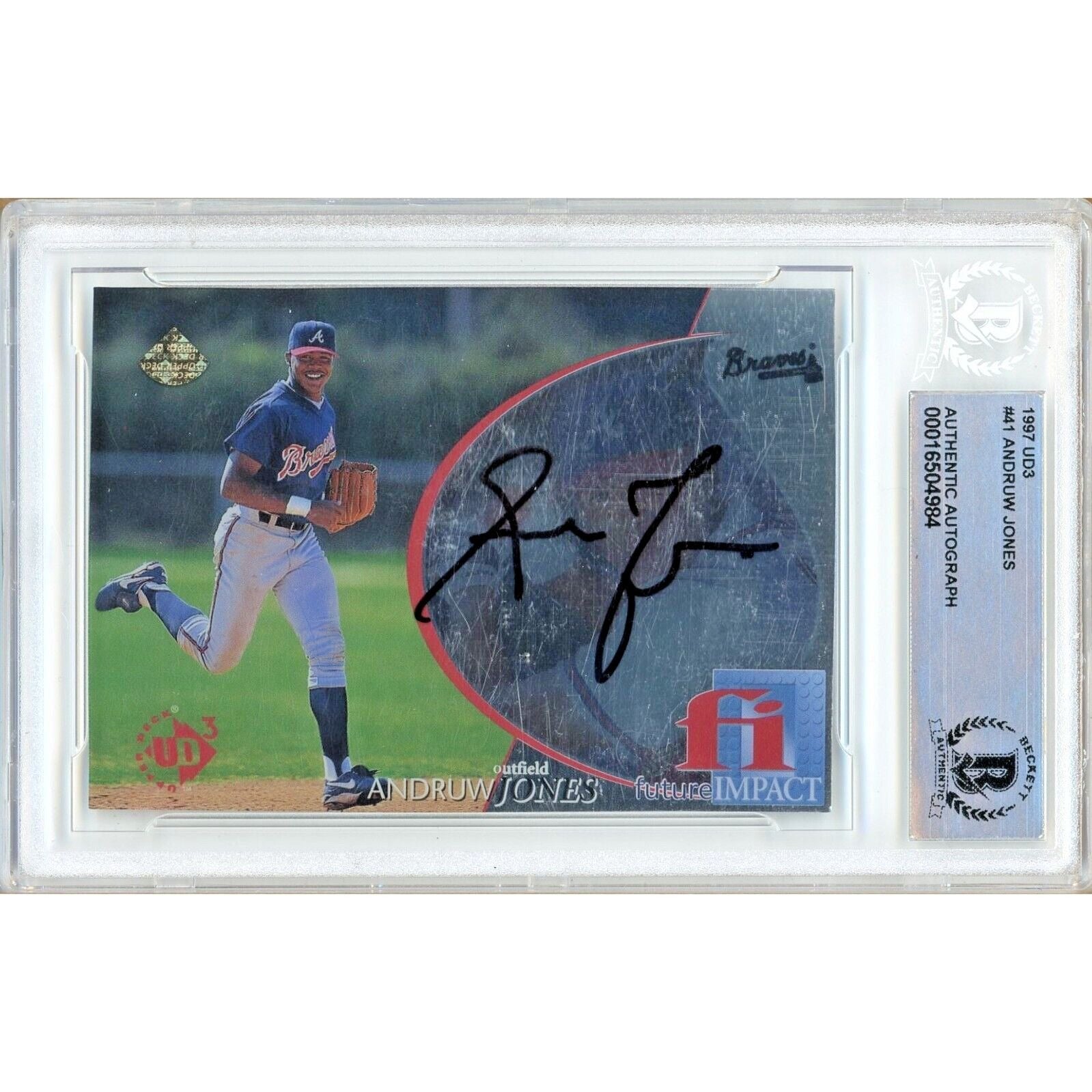 Andruw Jones Upper Deck Autographed Trading Card Beckett BAS