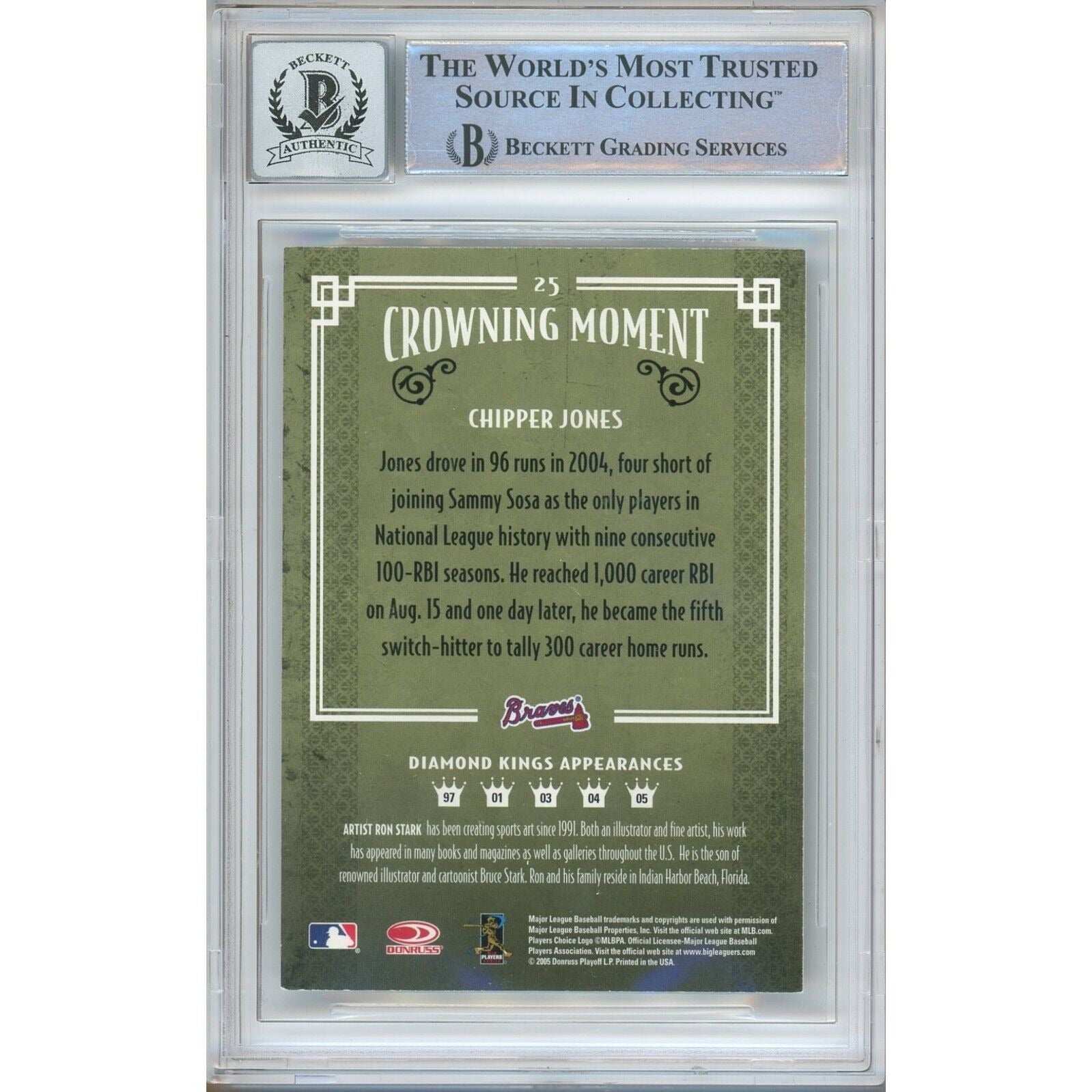 2005 Donruss Chipper Jones Atlanta Braves Signed Trading Card – Beckett BAS