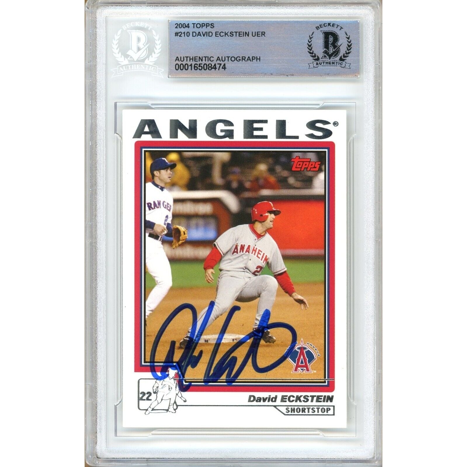 2004 Topps # David Eckstein Anaheim Angels Autographed Trading Card – Beckett BAS