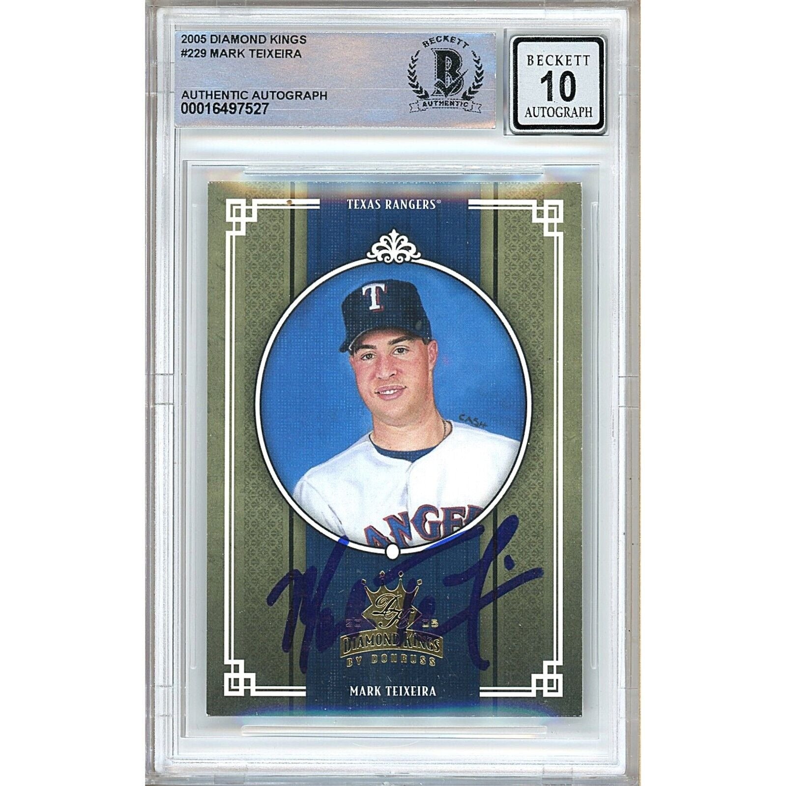 Mark Teixeira Texas Rangers autographed trading card – full view – Beckett COA