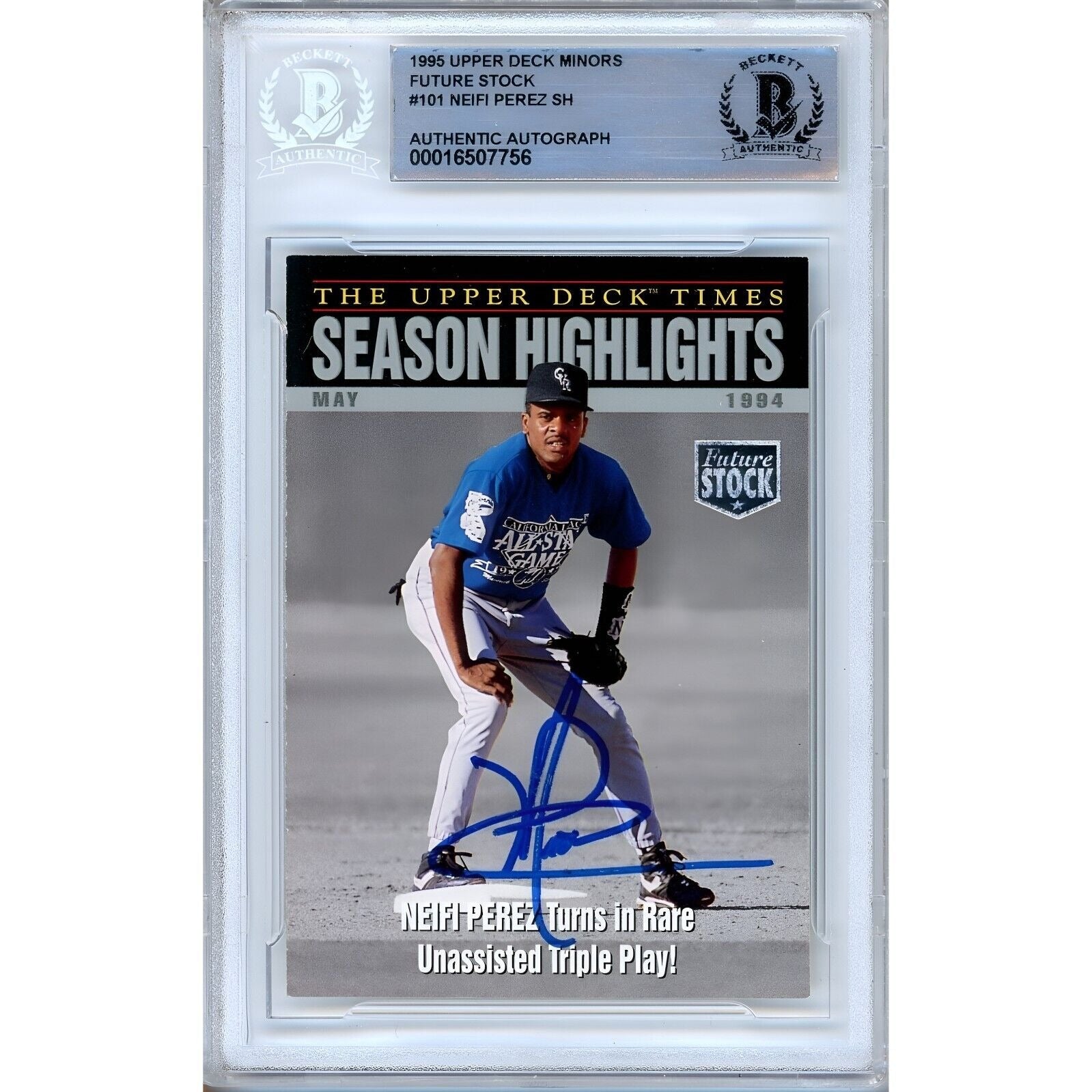 Neifi Perez Colorado Rockies autographed trading card – full view – Beckett COA