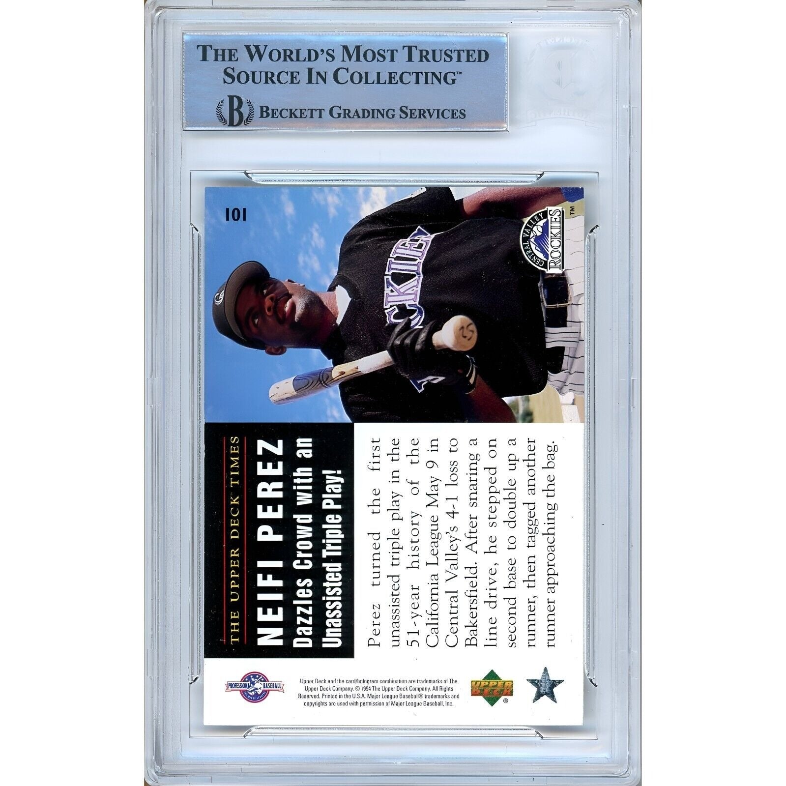 Neifi Perez Colorado Rockies auto trading card – authentication sticker – Beckett COA