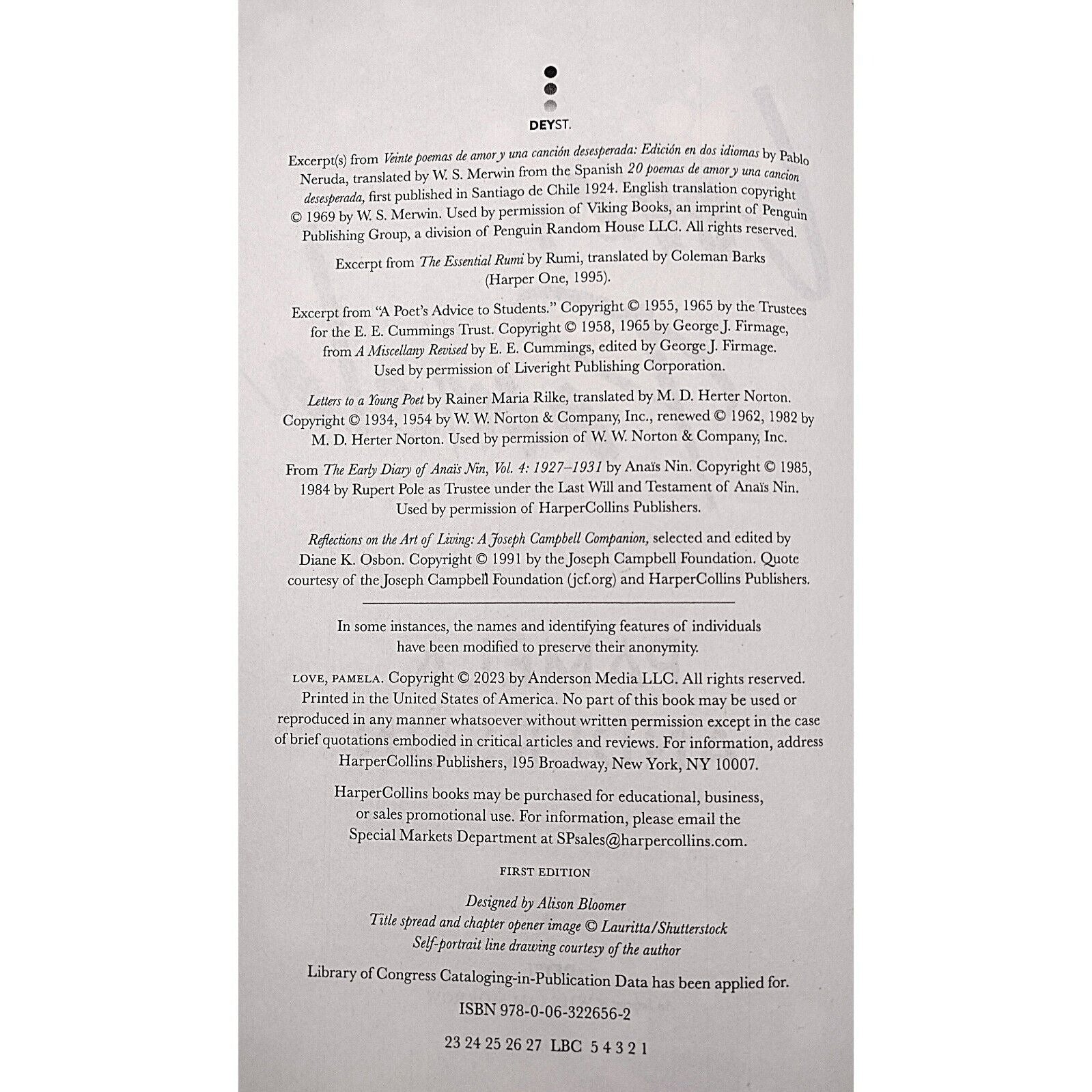 Pamela Anderson Signed Love Book Beckett BAS