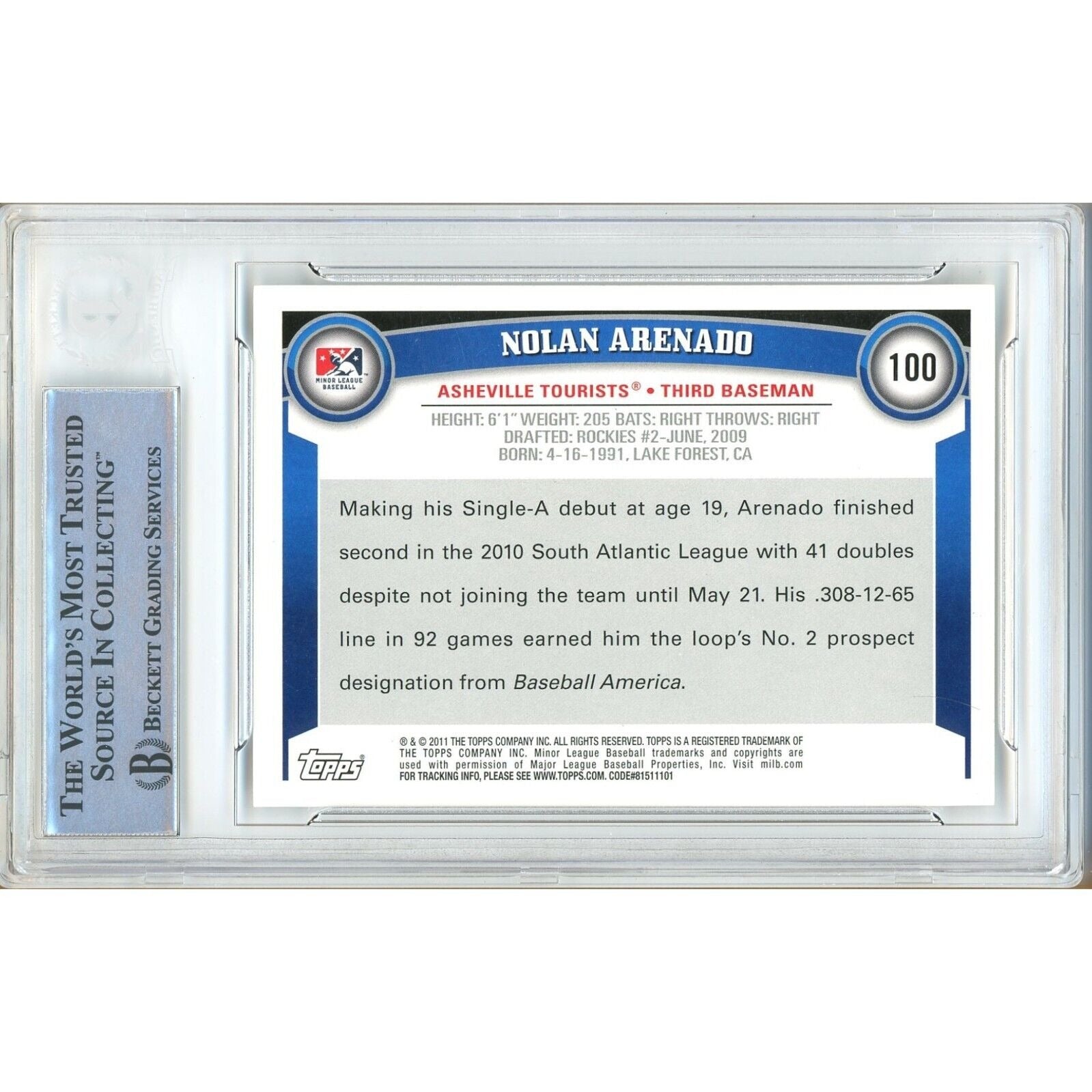 Nolan Arenado St Louis Cardinals Signed Trading Card Beckett BAS