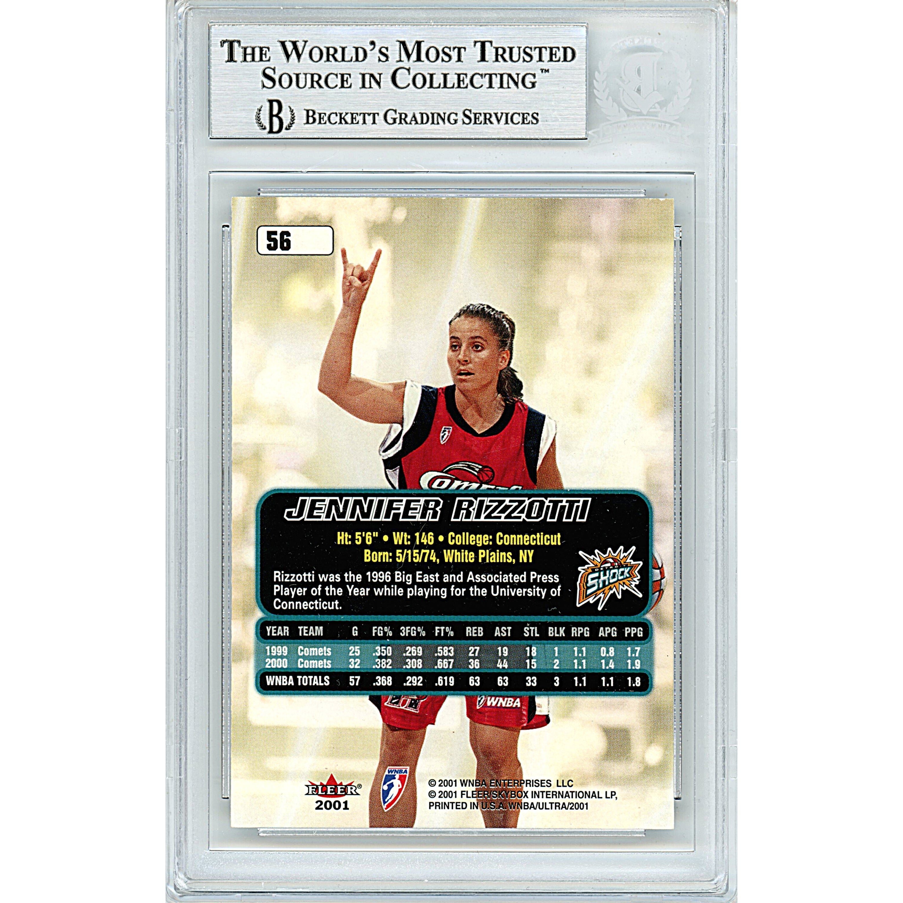 Jennifer Rizzotti Fleer Ultra Signed Trading Card Beckett BGS