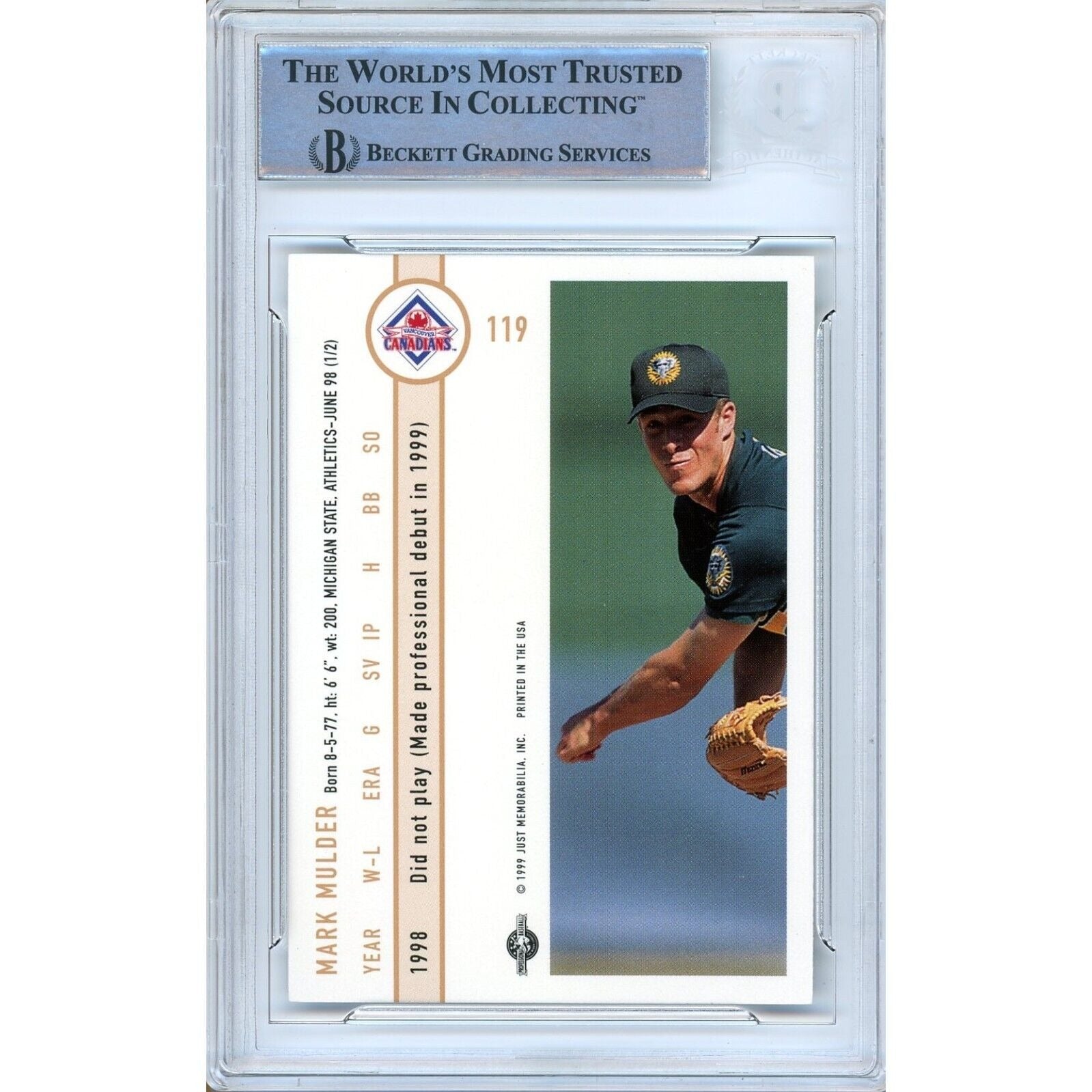 Mark Mulder Oakland Athletics signed trading card – signature close-up – Beckett COA