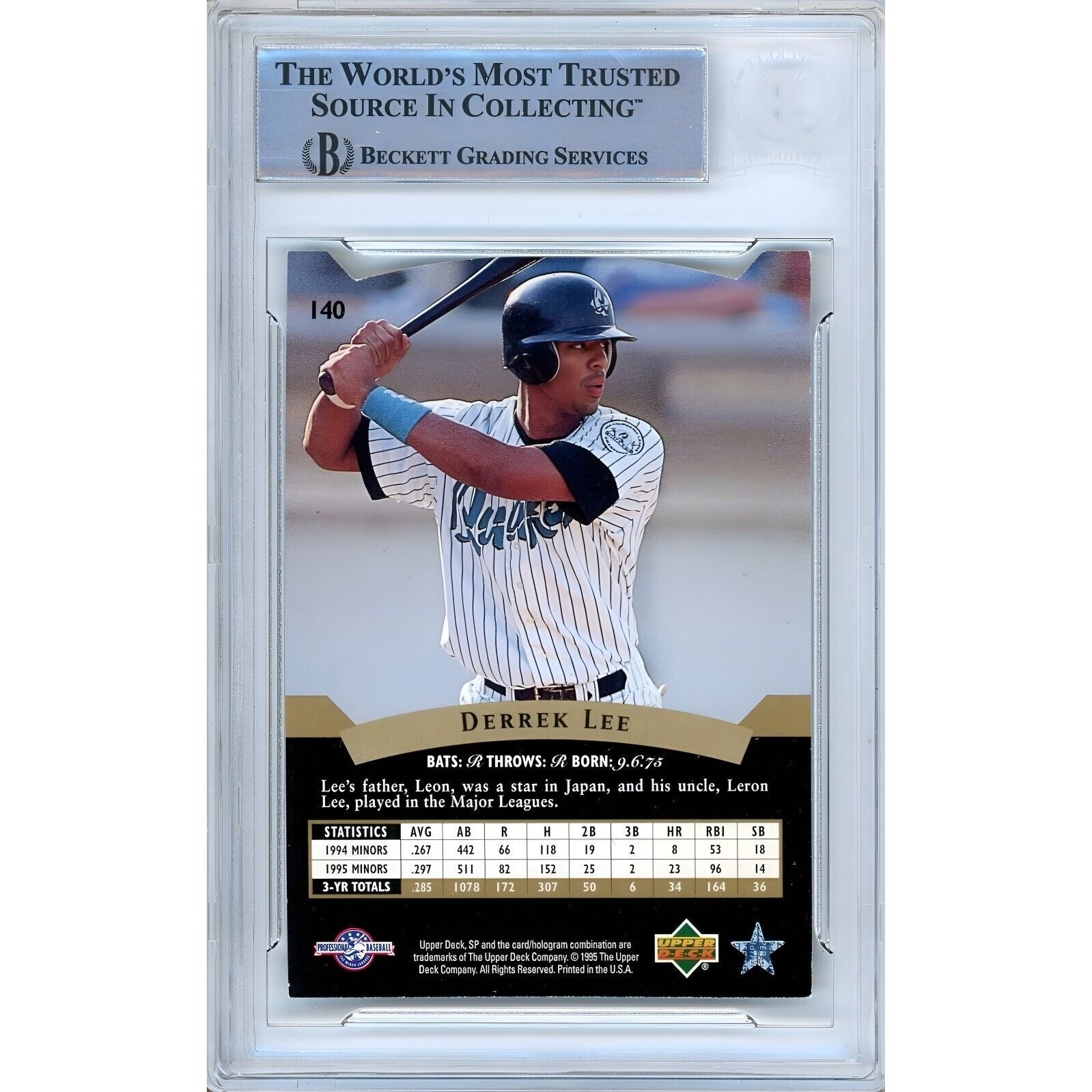 Derrek Lee San Diego Padres signed trading card – signature close-up – Beckett COA