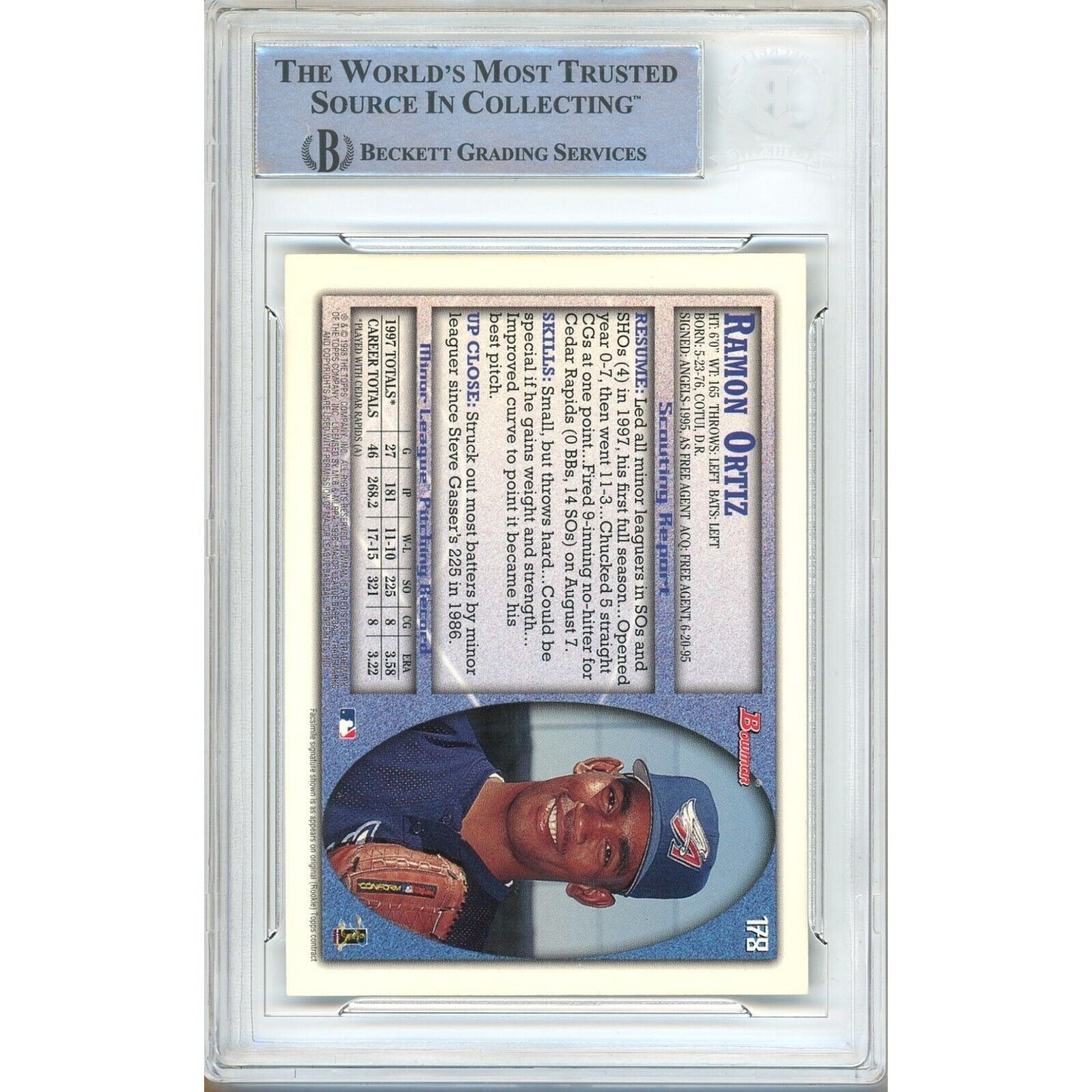 Ramon Ortiz La Angels auto trading card – authentication sticker – Beckett COA