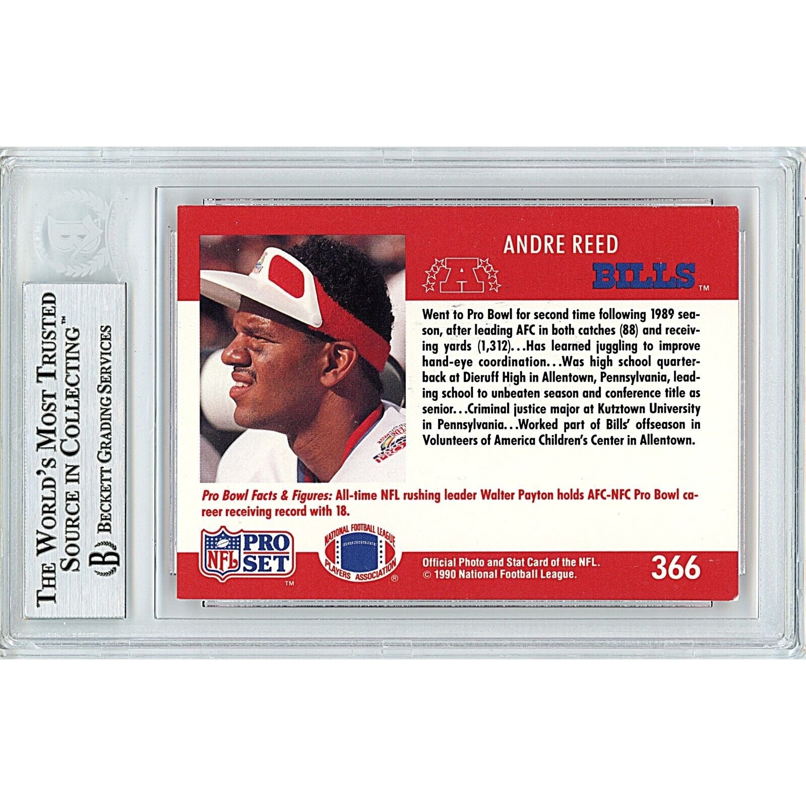 1990 Andre Reed Buffalo Bills Signed Trading Card – Beckett BAS