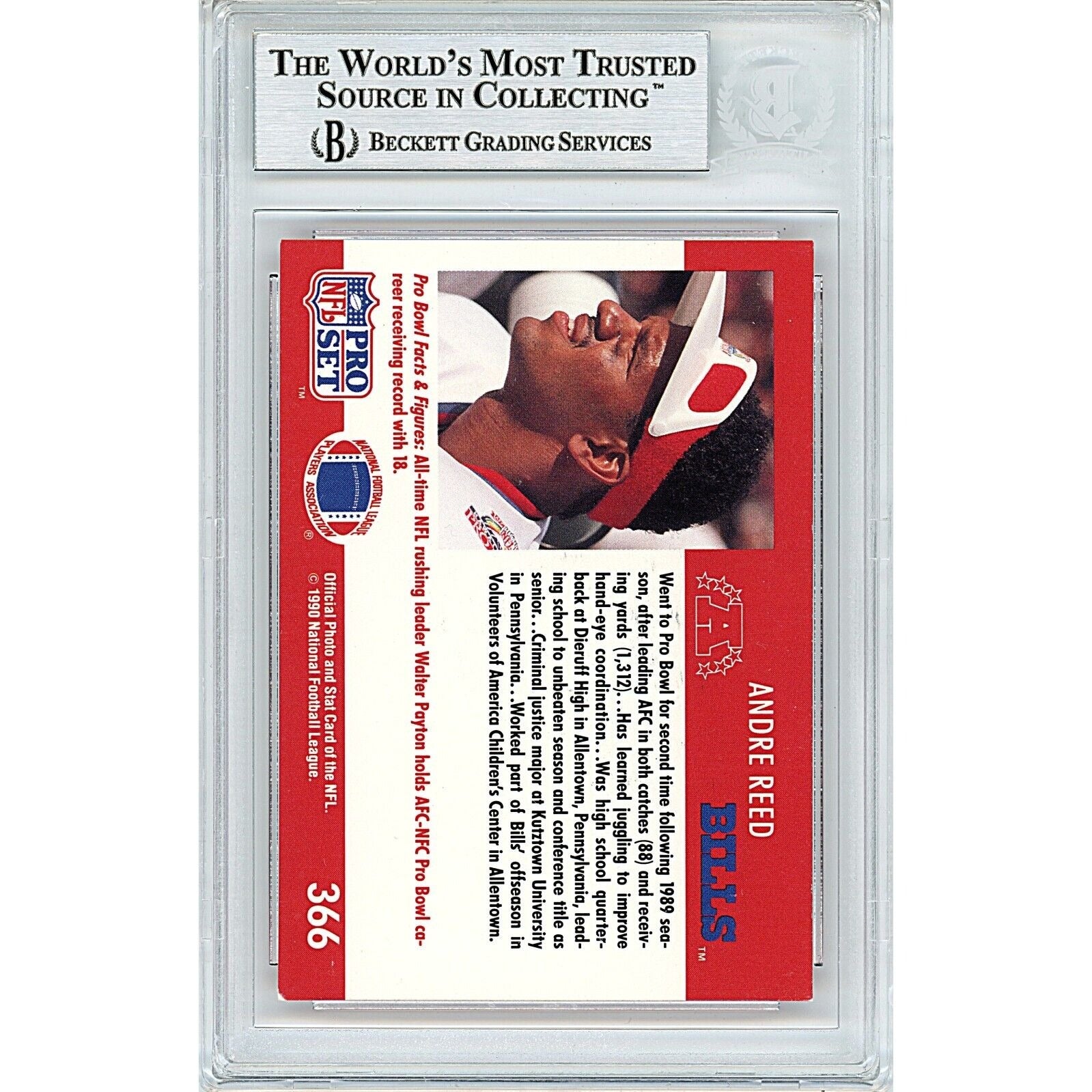 1990 Andre Reed Buffalo Bills Autograph Trading Card – Beckett BAS