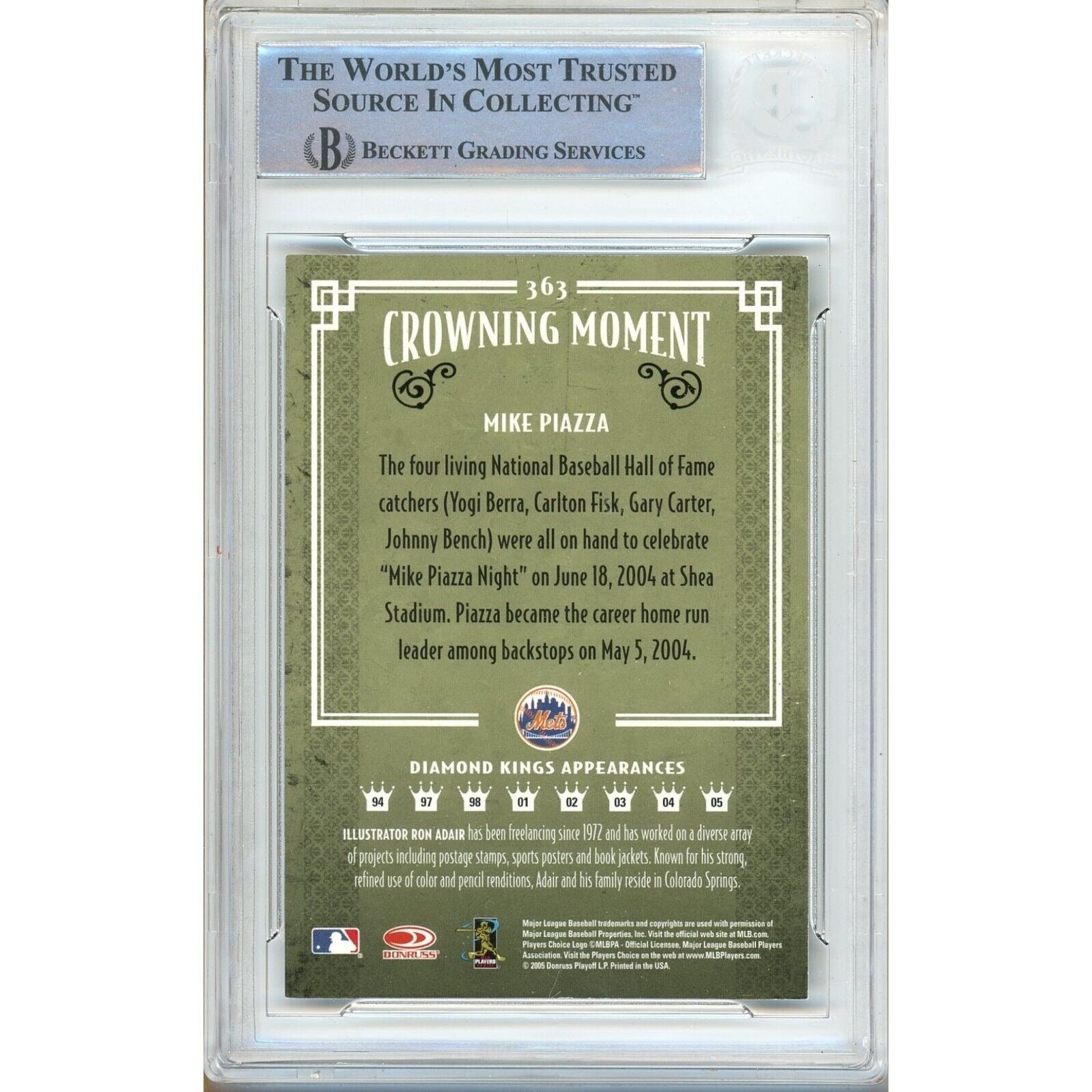 Mike Piazza New York Mets signed trading card – signature close-up – Beckett COA