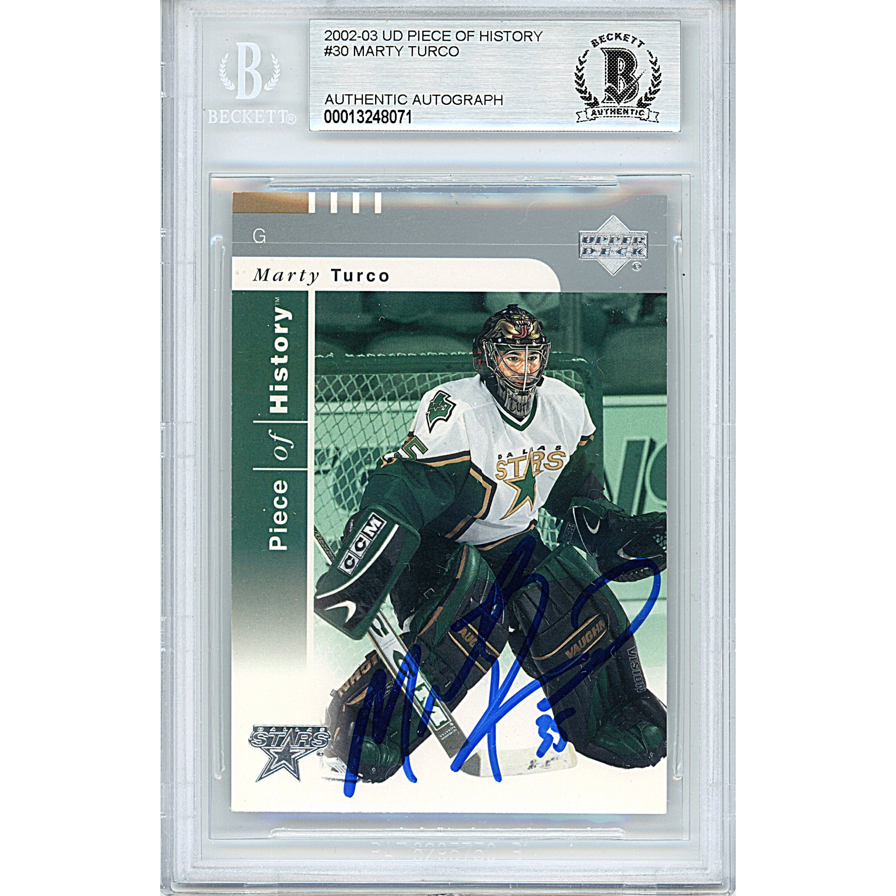 Marty Turco Signed Dallas Stars Autographed Trading Card Beckett BGS