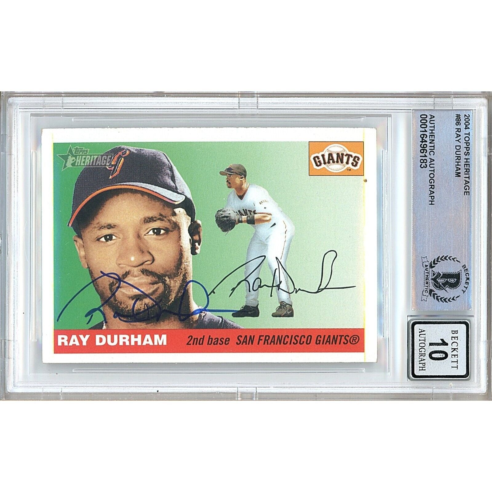 Ray Durham San Francisco Giants autographed trading card – full view – Beckett COA