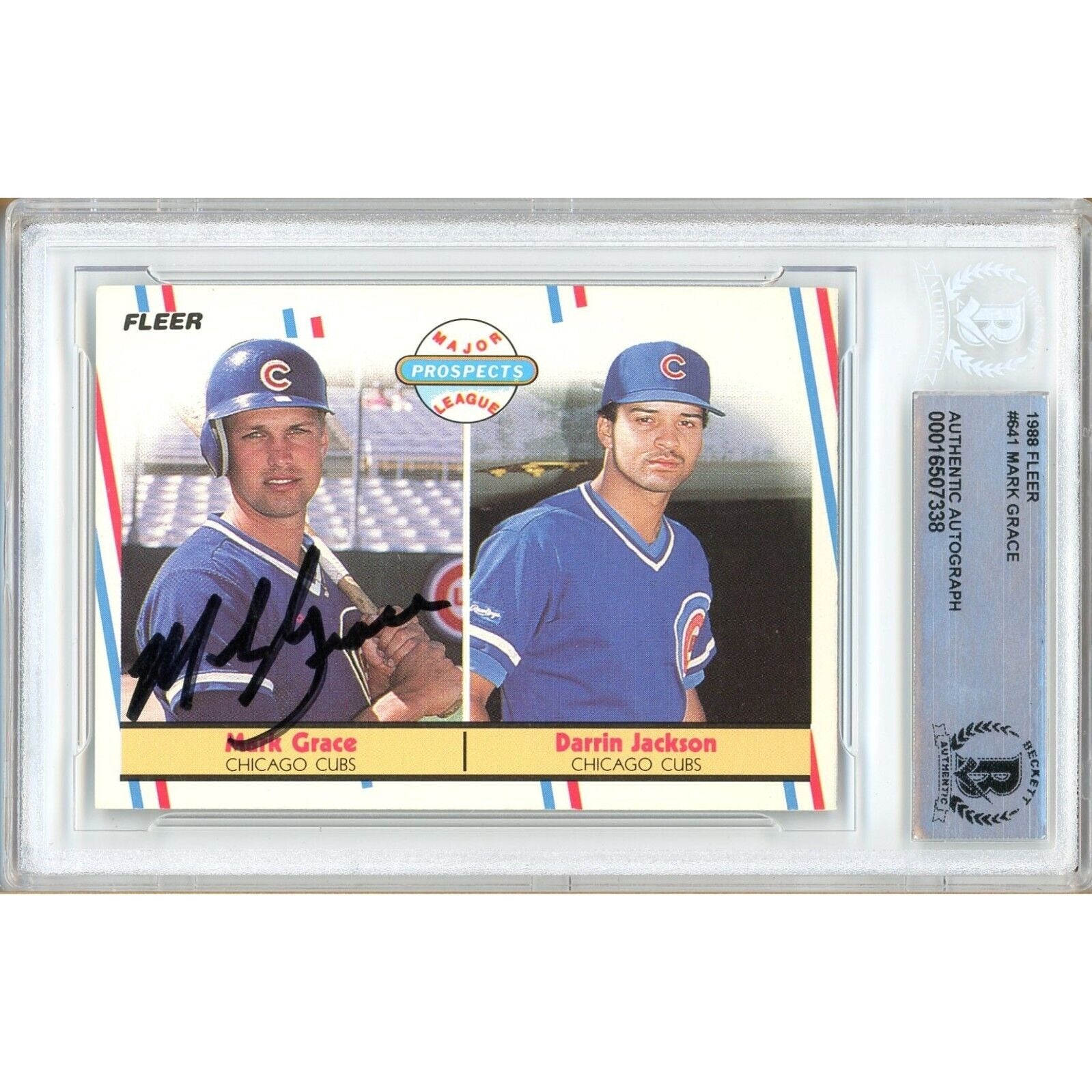 Mark Grace Chicago Cubs autographed trading card – full view – Beckett COA