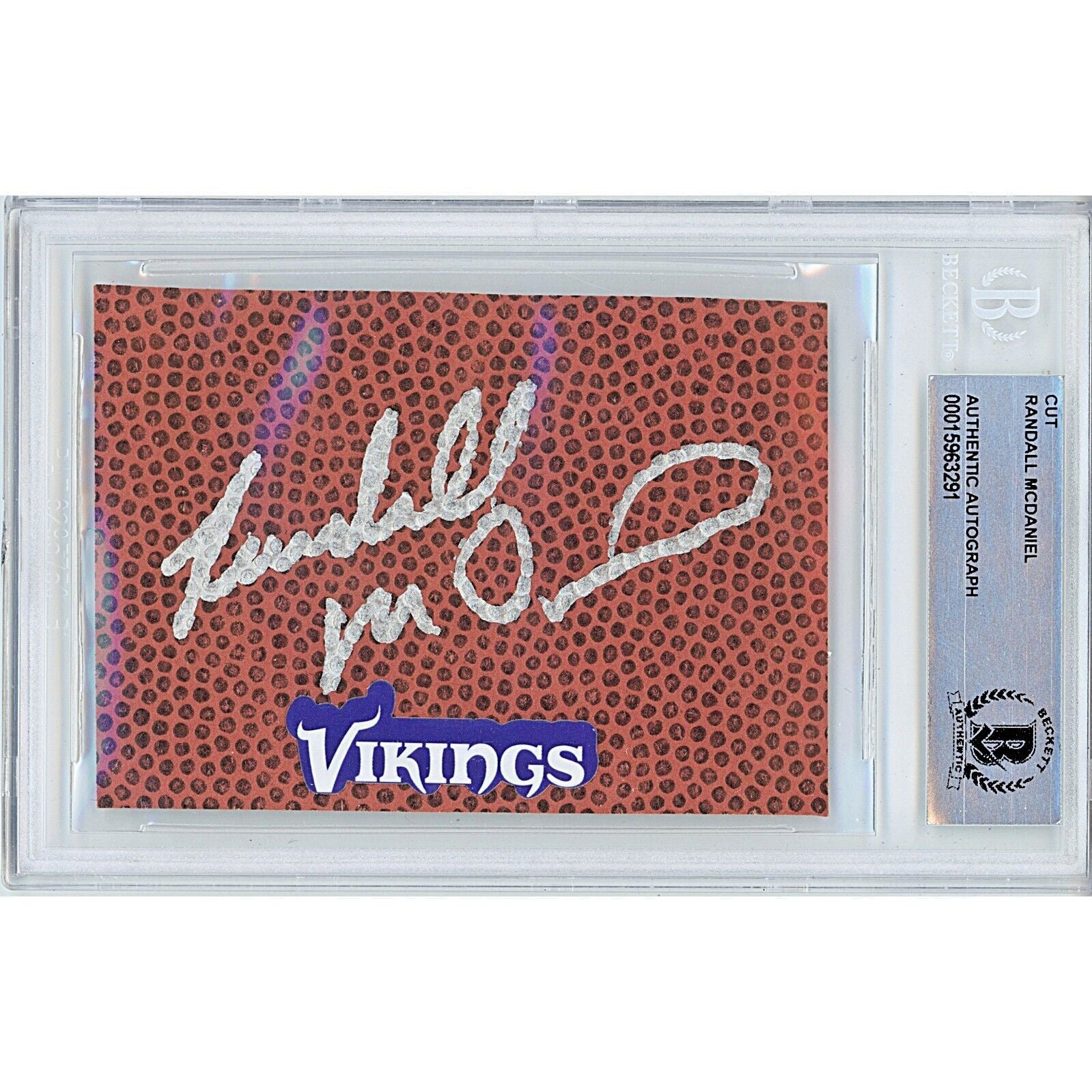 Randall Minnesota Vikings Signed Football Sig Autographed Trading Card Beckett BAS