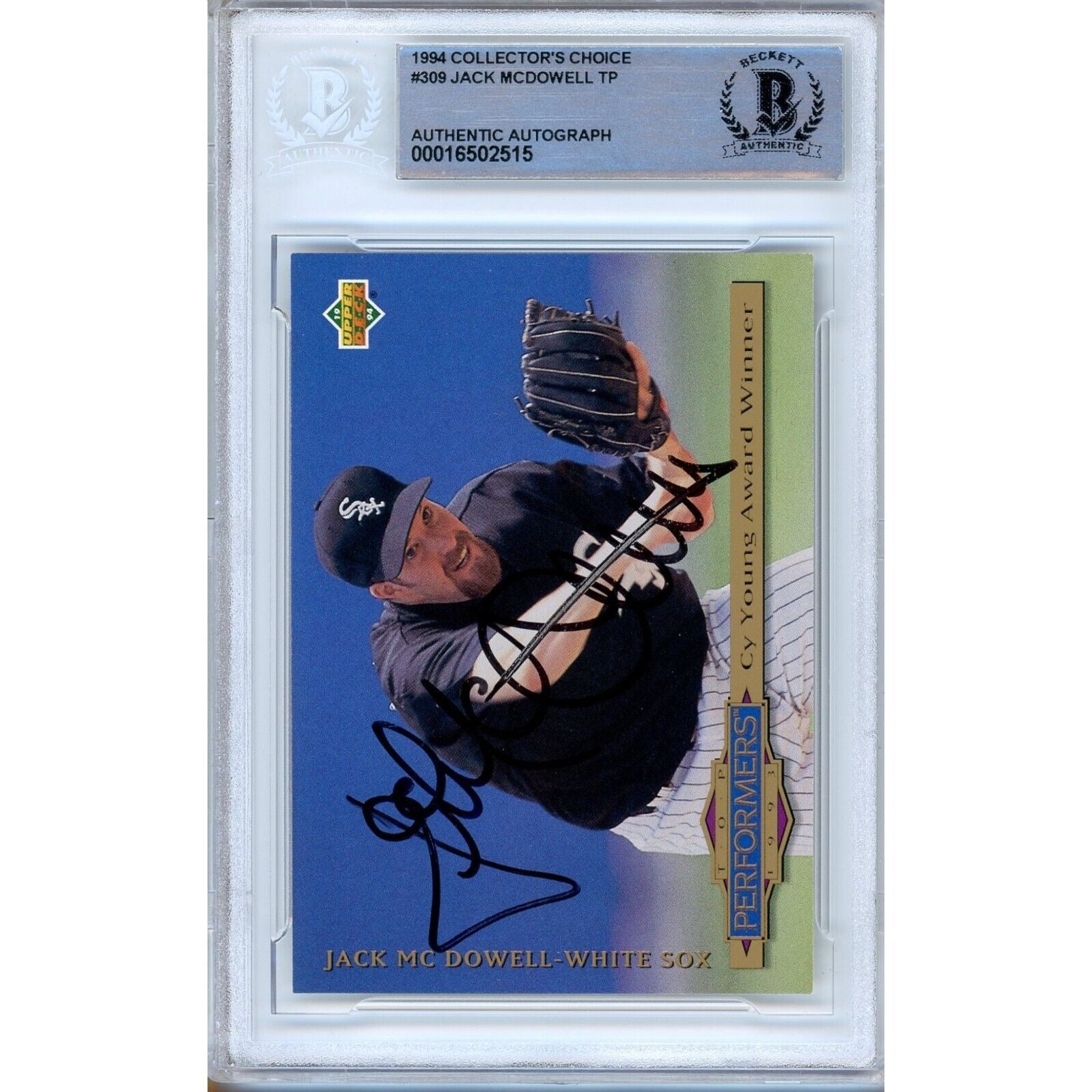 Jack McDowell Chicago White Sox signed trading card – signature close-up – Beckett COA