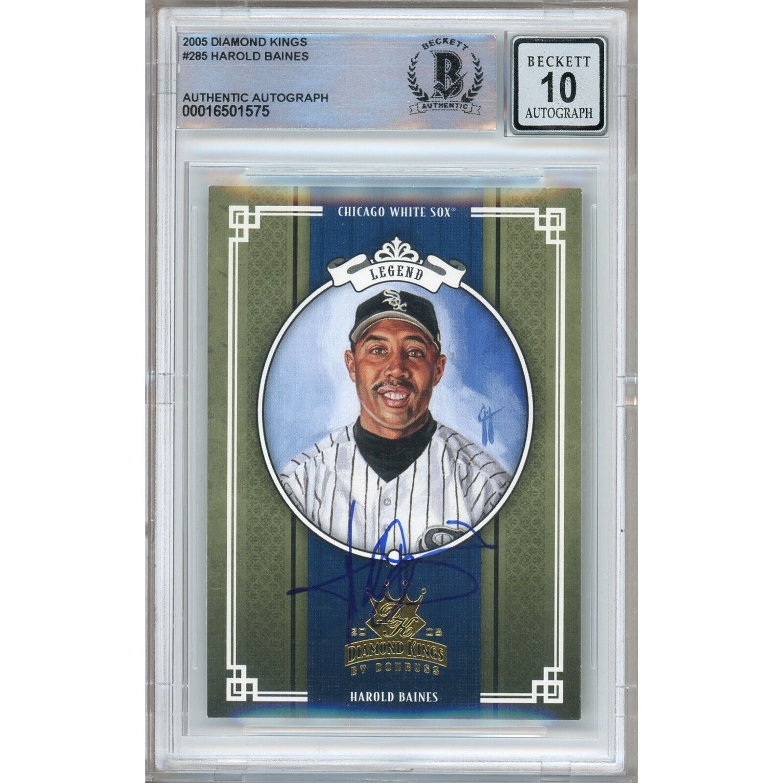 Harold Baines Donruss Diamond Kings Autographed Trading Card Beckett BGS