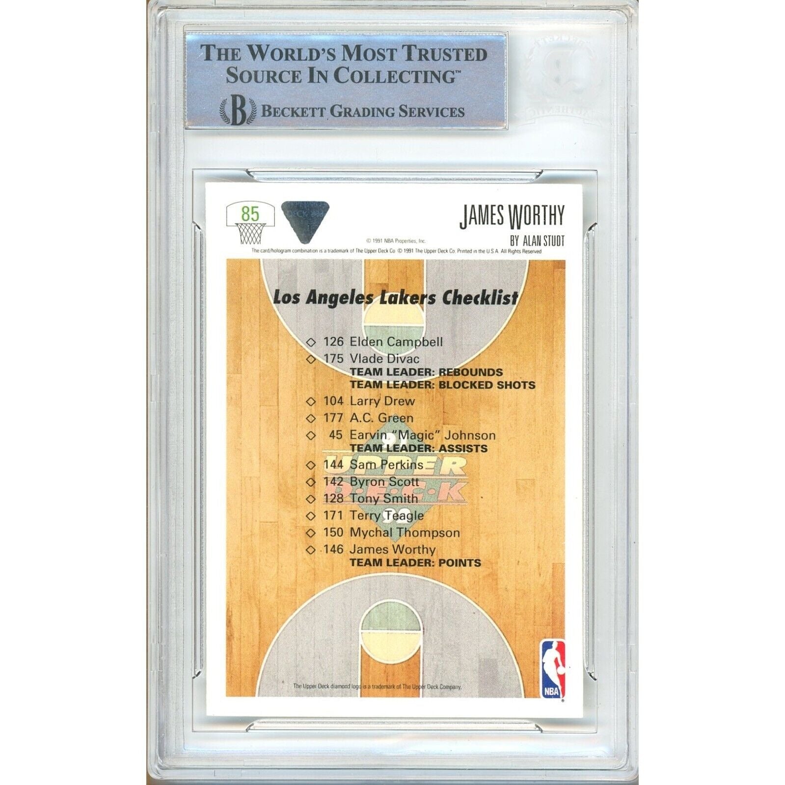 James Worthy Los Angeles Lakers signed trading card – signature close-up – Beckett COA