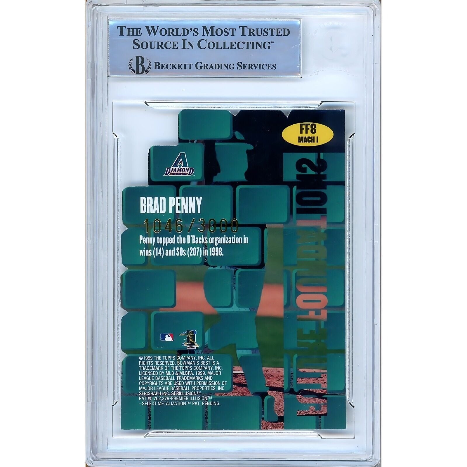 1999 Bowman #1046 Brad Penny AZ Diamondbacks Signed Trading Card – Beckett BAS