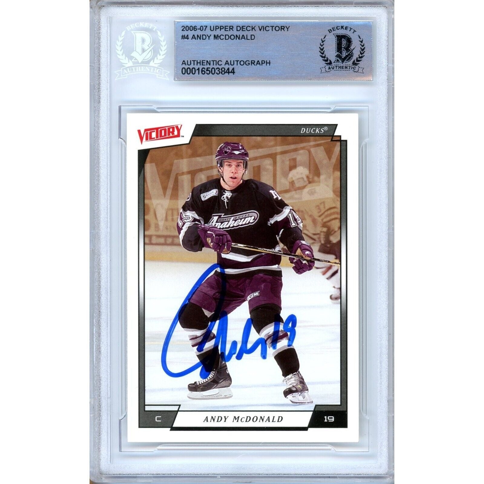2006 Upper Deck Andy Mcdonald Anaheim Ducks Autographed Trading Card – Beckett BAS