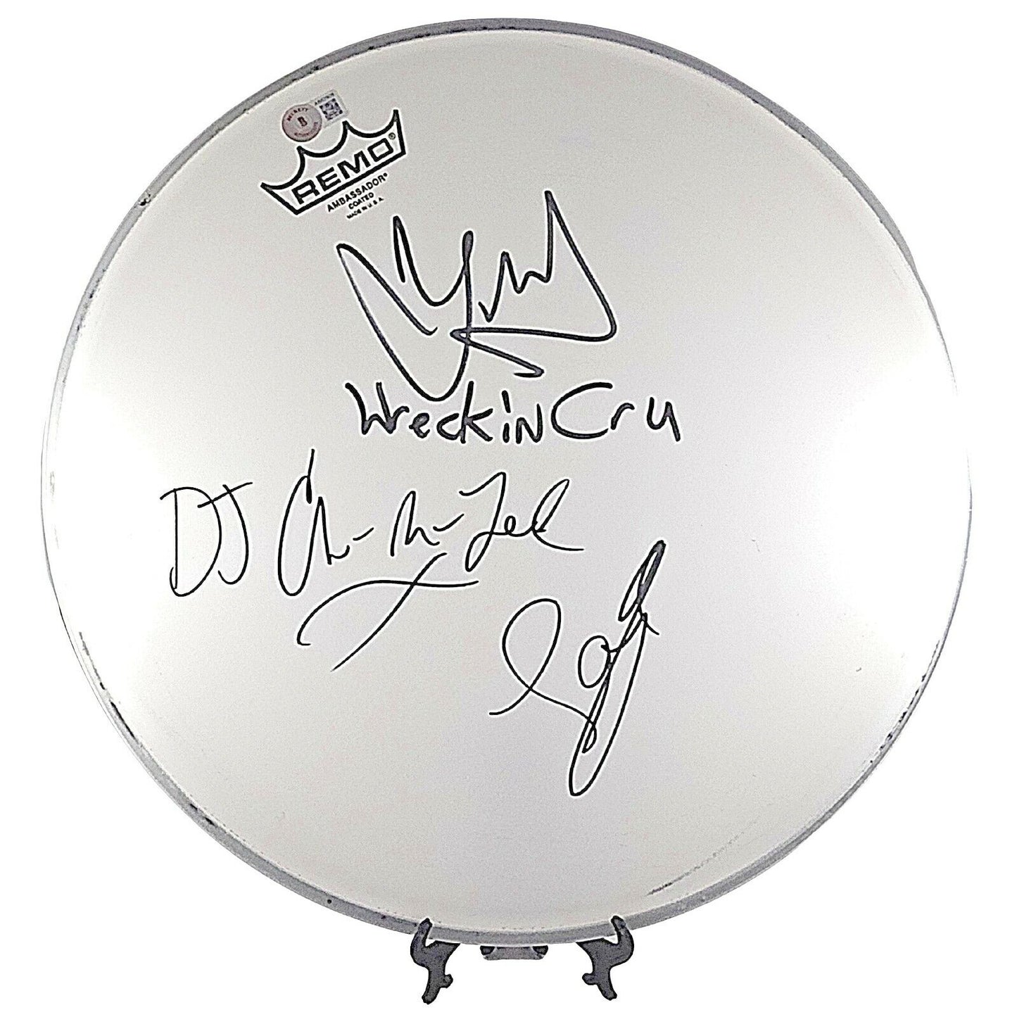 Music- Autographed- World Class Wreckin Cru Signed 14 Inch Remo Drumhead Beckett Certified Authentic Auto COA