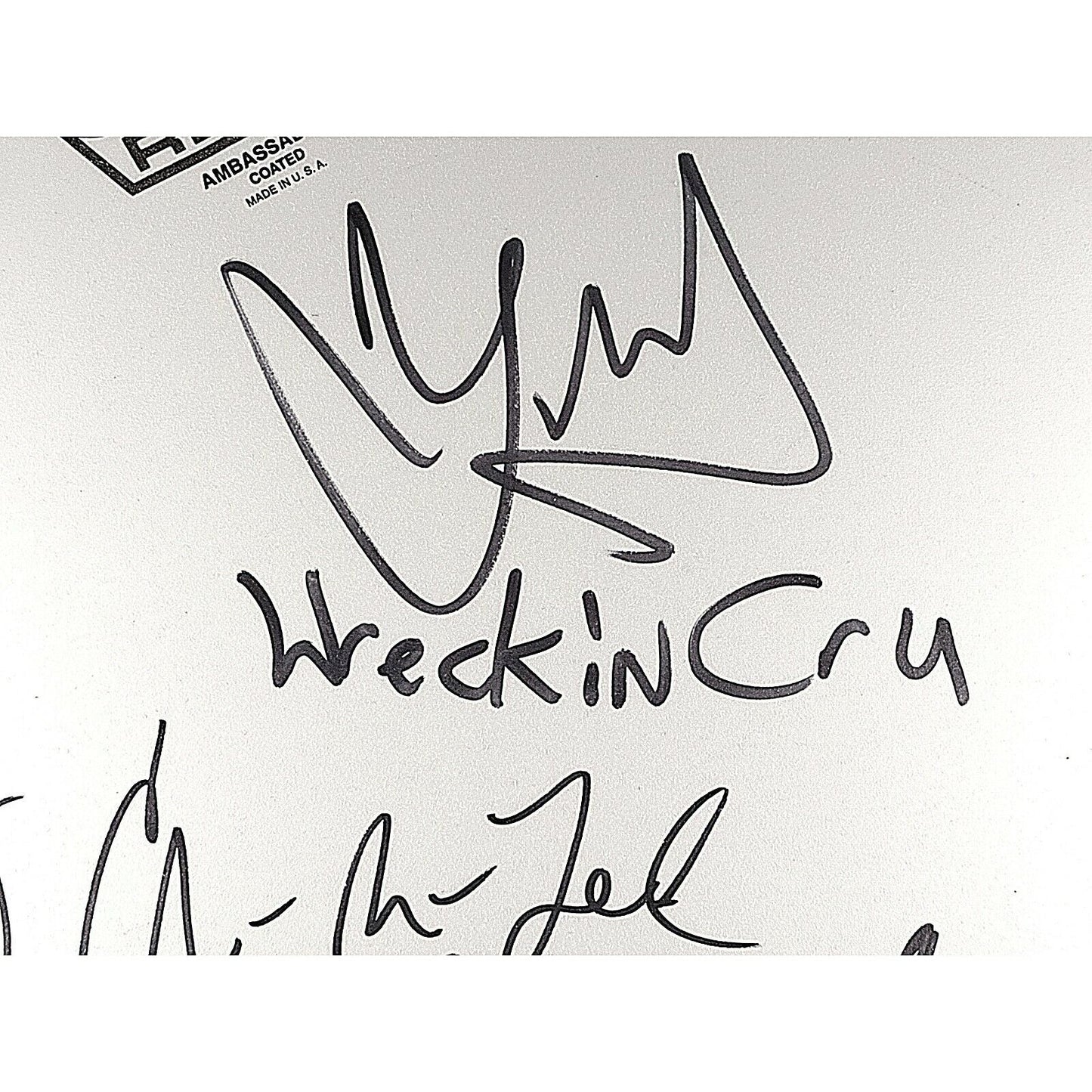 Music- Autographed- World Class Wreckin Cru Signed 14 Inch Remo Drumhead Beckett Certified Authentic Auto Zoom