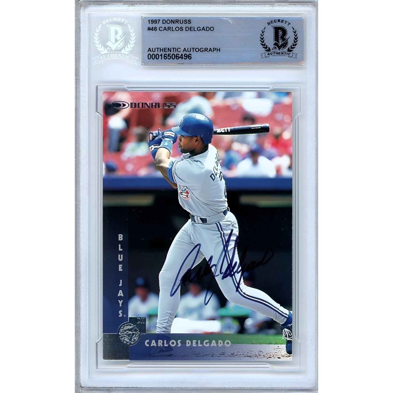 1997 Donruss #46 Carlos Delgado Toronto Blue Jays Autographed Trading Card – Beckett BAS