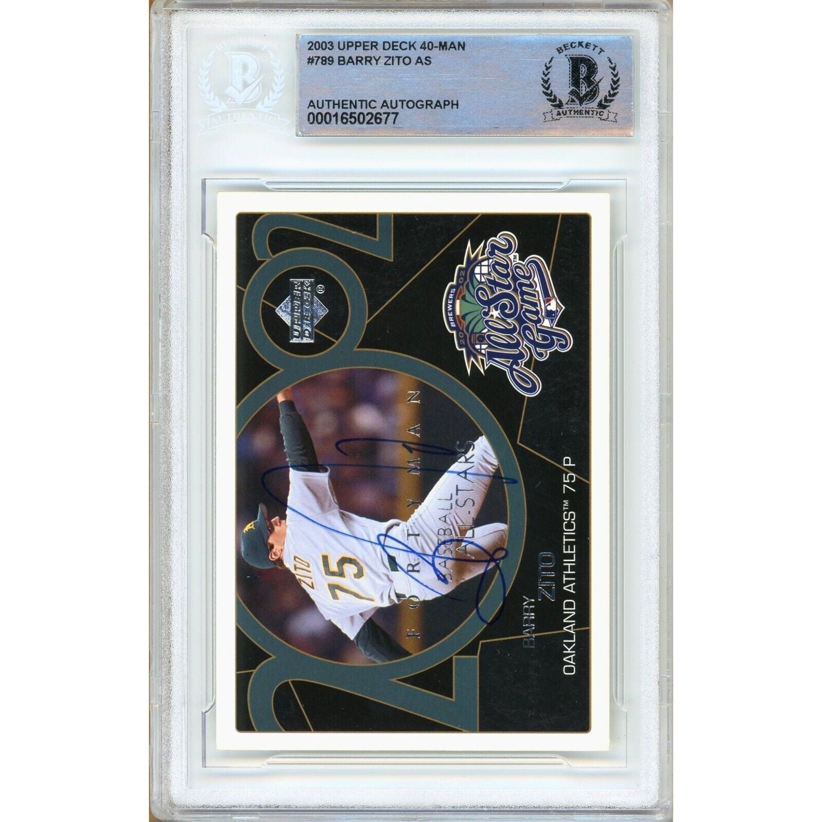2003 Upper Deck Barry Zito Oakland Athletics Signed Trading Card – Beckett BAS