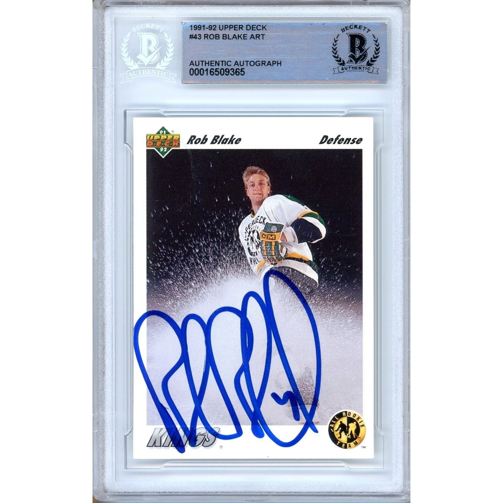 Rob Blake Los Angeles Kings autographed trading card – full view – Beckett COA