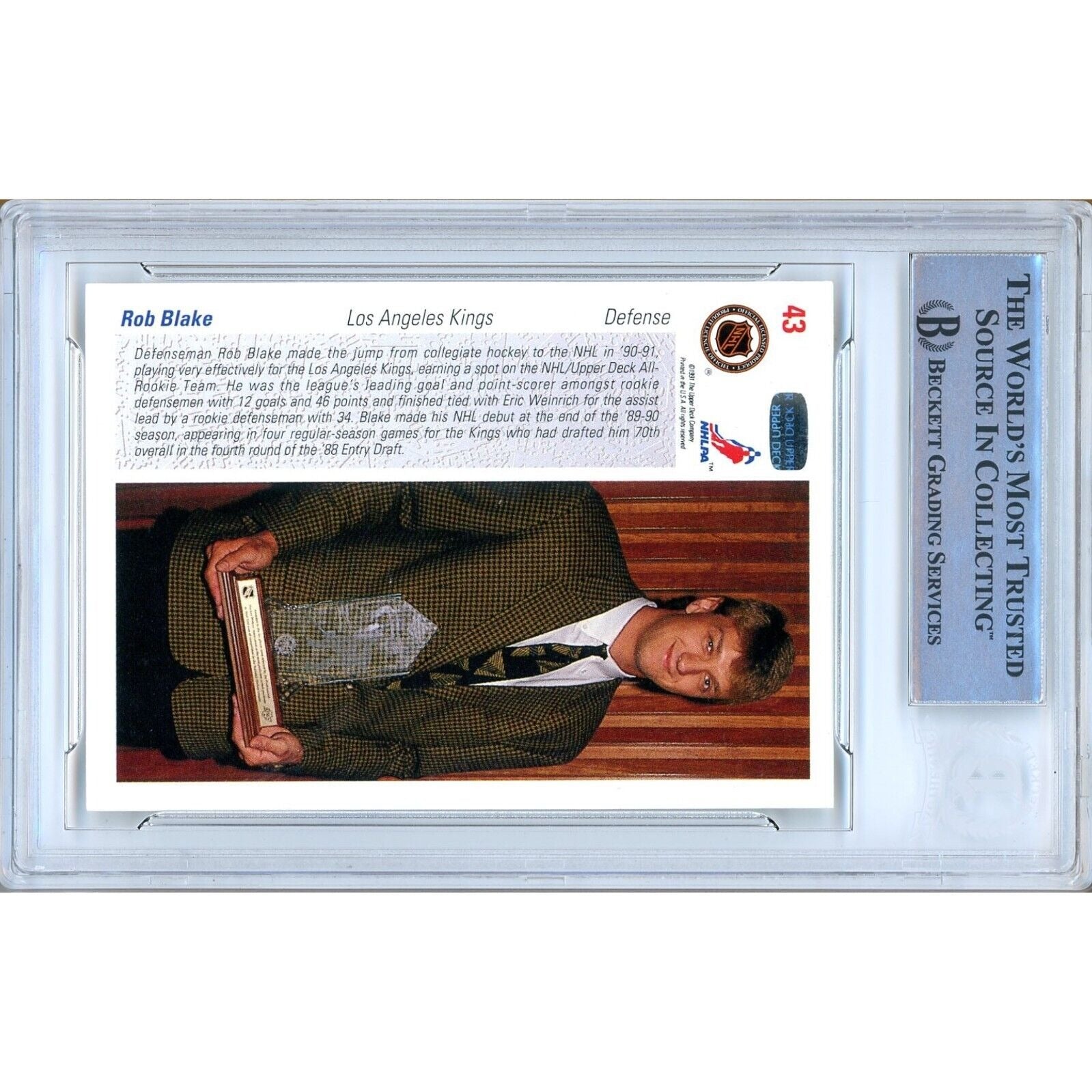 Rob Blake Los Angeles Kings signed trading card – signature close-up – Beckett COA