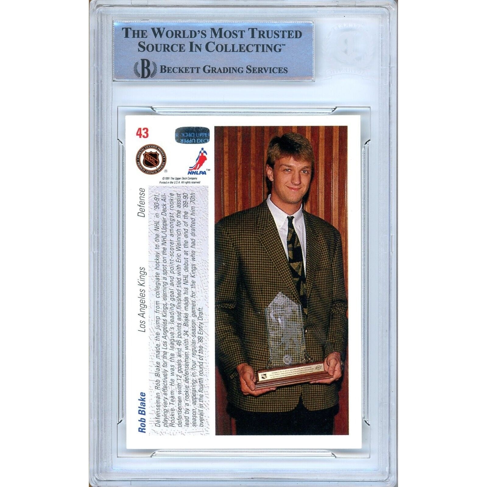 Rob Blake Los Angeles Kings auto trading card – authentication sticker – Beckett COA