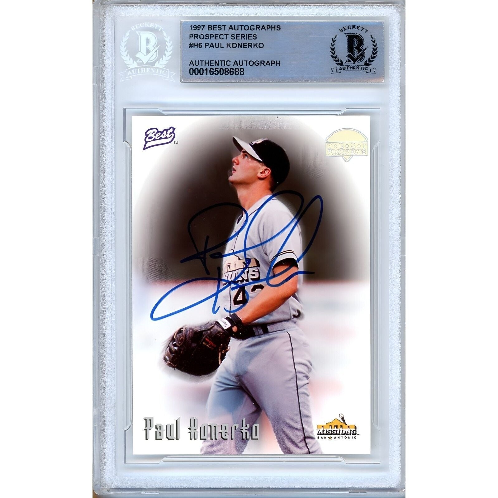 Paul Konerko Los Angeles Dodgers autographed trading card – full view – Beckett COA